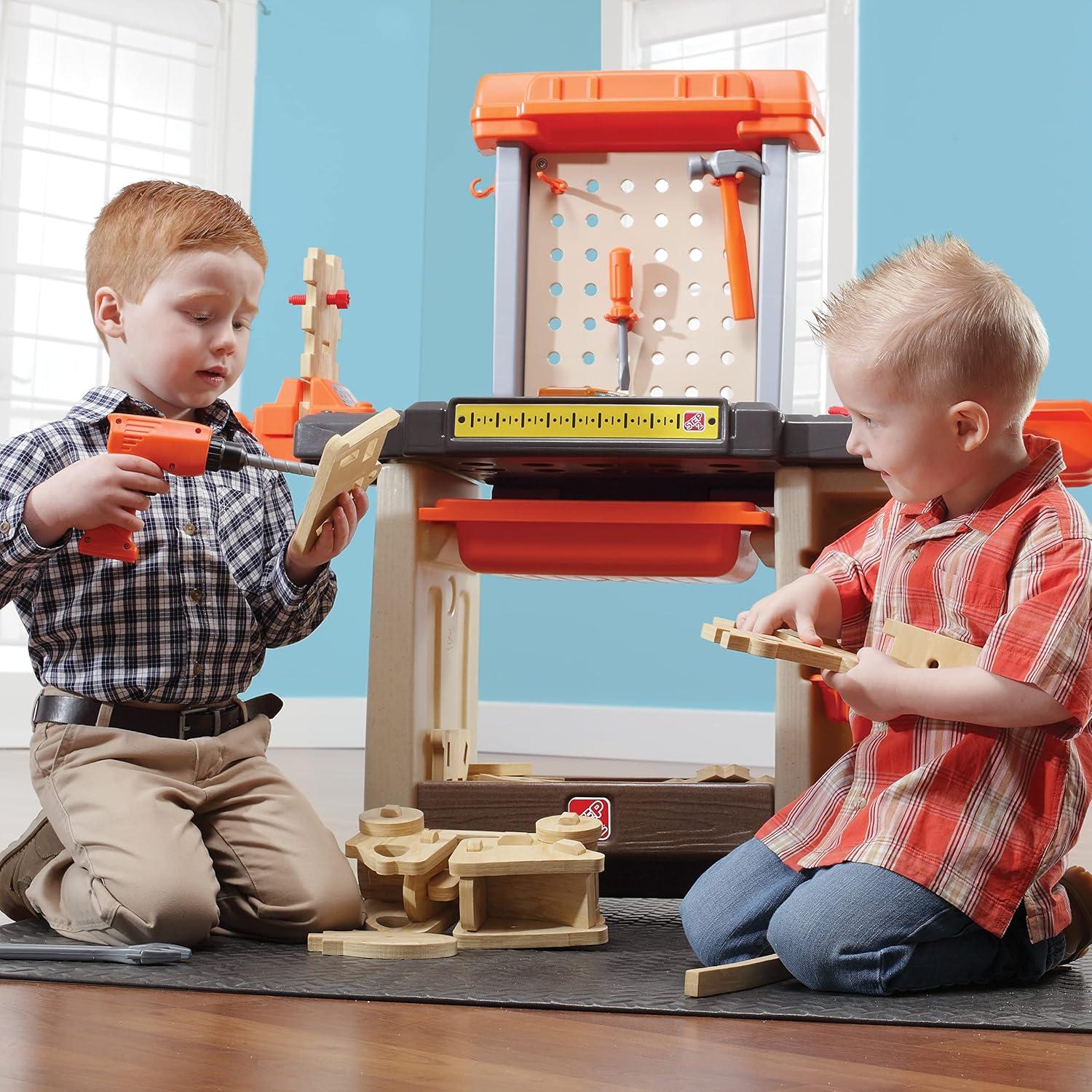image:imageStep2 Handyman Kids Workbench IndoorOutdoor Tool Bench for Children Interactive Play with Sounds Made of Durable Plastic Includes 35 Piece Toy Accessories For Toddlers 3 Years Old