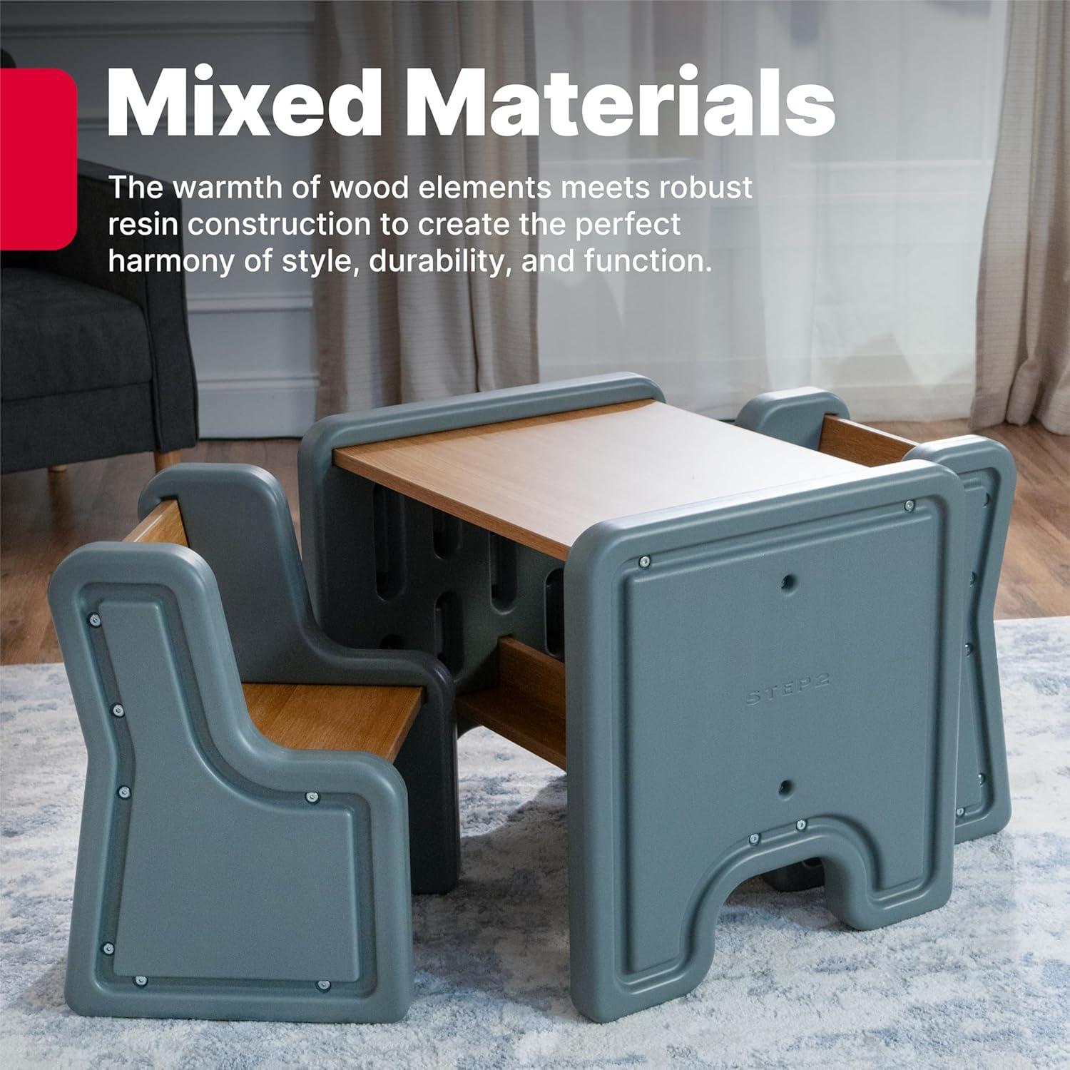 image:imageStep2 Harmony Kids Table amp Chair Set Playroom Activity Table for Arts amp Crafts Made of Durable Plastic for Toddlers 2 Years Old Architectural WhiteSage Gray