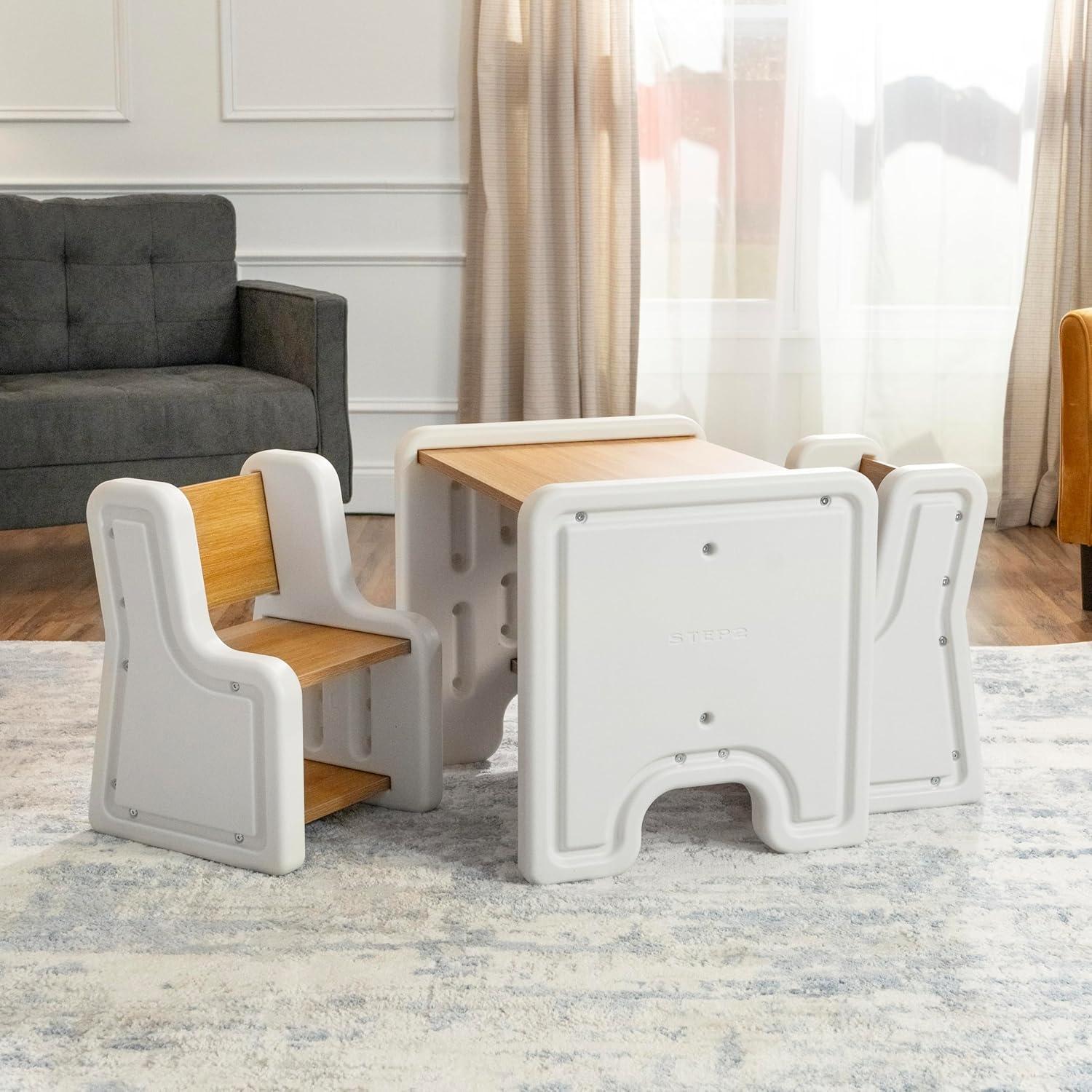 image:imageStep2 Harmony Kids Table amp Chair Set Playroom Activity Table for Arts amp Crafts Made of Durable Plastic for Toddlers 2 Years Old Architectural WhiteWhite