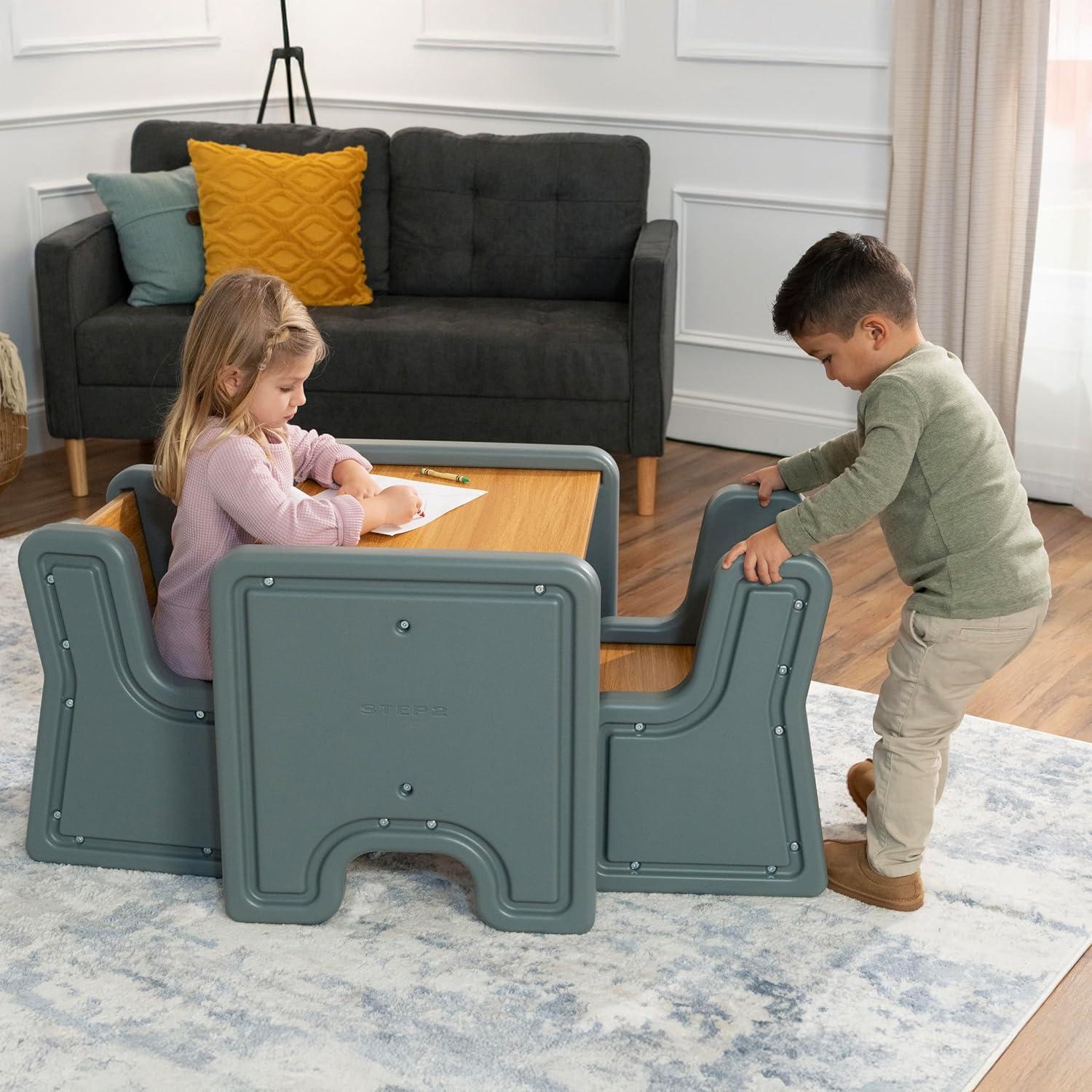 image:imageStep2 Harmony Kids Table amp Chair Set Playroom Activity Table for Arts amp Crafts Made of Durable Plastic for Toddlers 2 Years Old Architectural WhiteSage Gray