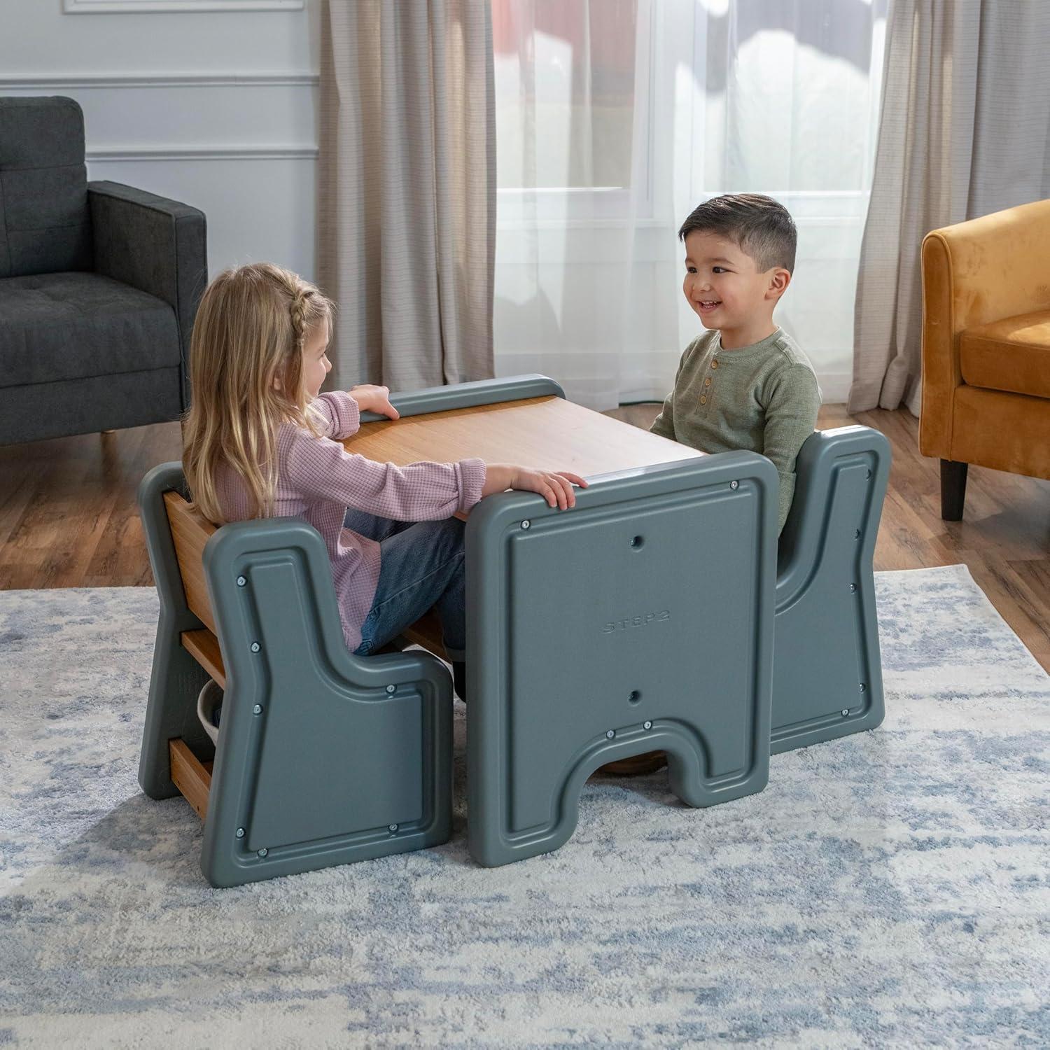 image:imageStep2 Harmony Kids Table amp Chair Set Playroom Activity Table for Arts amp Crafts Made of Durable Plastic for Toddlers 2 Years Old Architectural WhiteSage Gray
