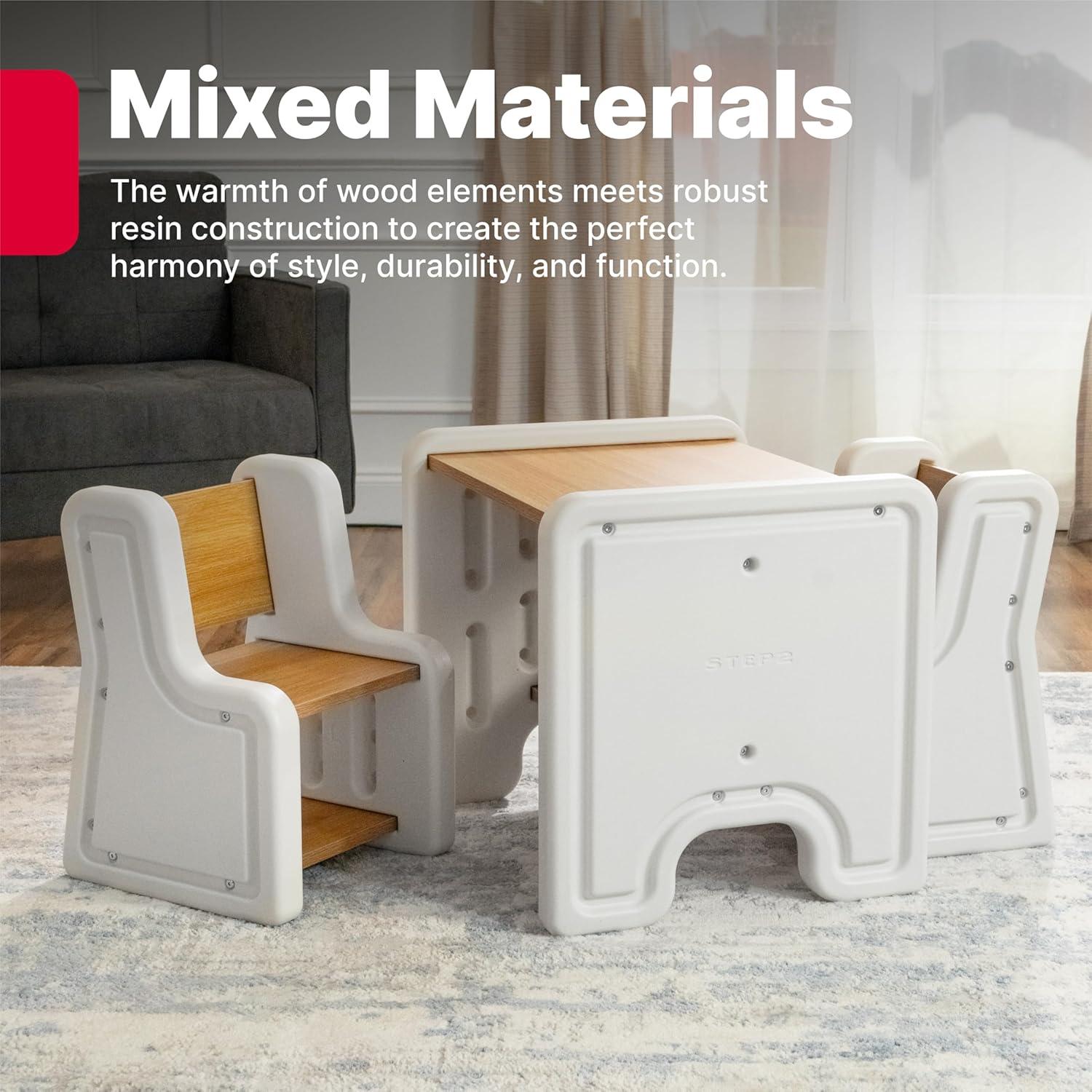 image:imageStep2 Harmony Kids Table amp Chair Set Playroom Activity Table for Arts amp Crafts Made of Durable Plastic for Toddlers 2 Years Old Architectural WhiteWhite