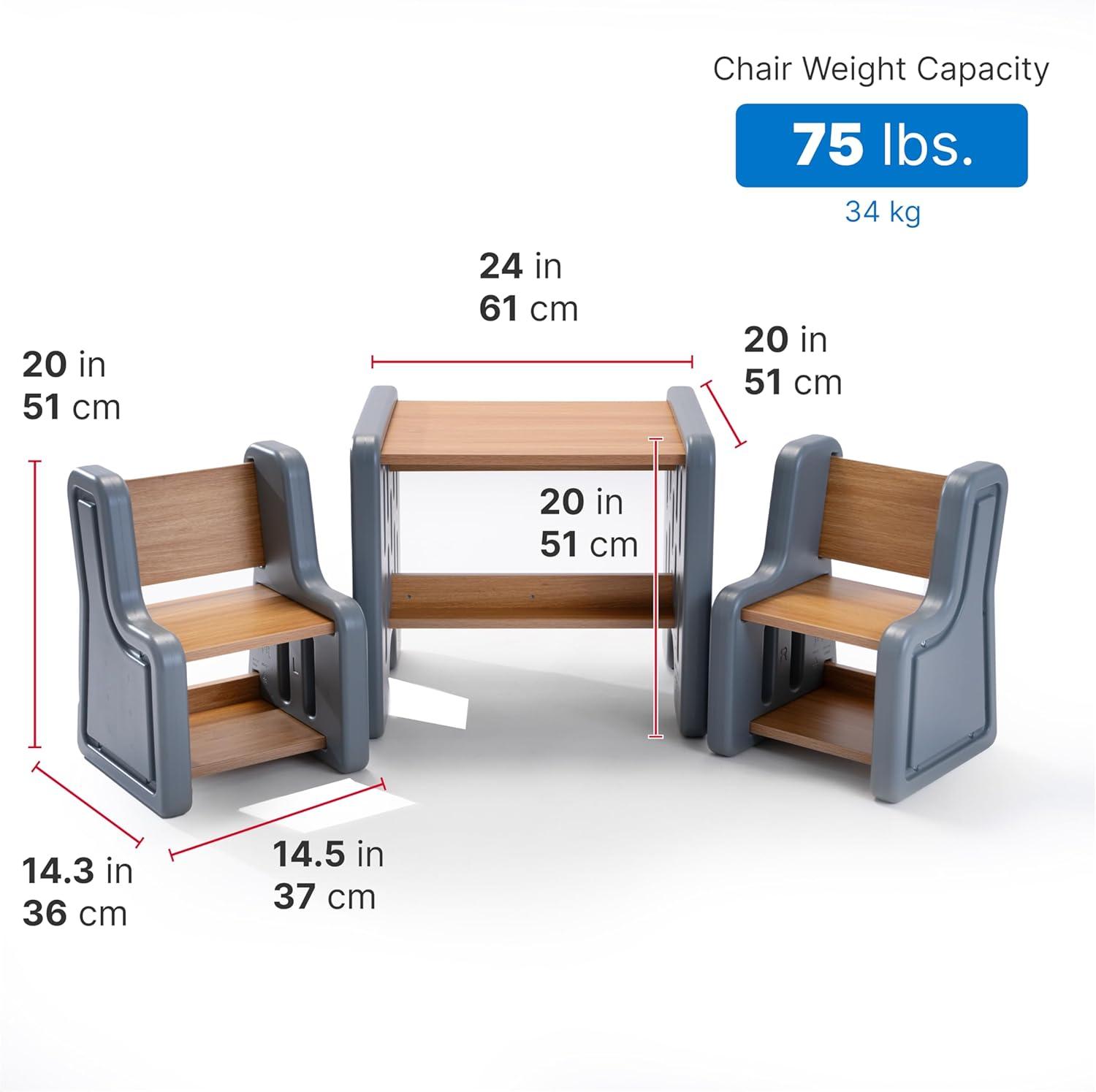 image:imageStep2 Harmony Kids Table amp Chair Set Playroom Activity Table for Arts amp Crafts Made of Durable Plastic for Toddlers 2 Years Old Architectural WhiteSage Gray