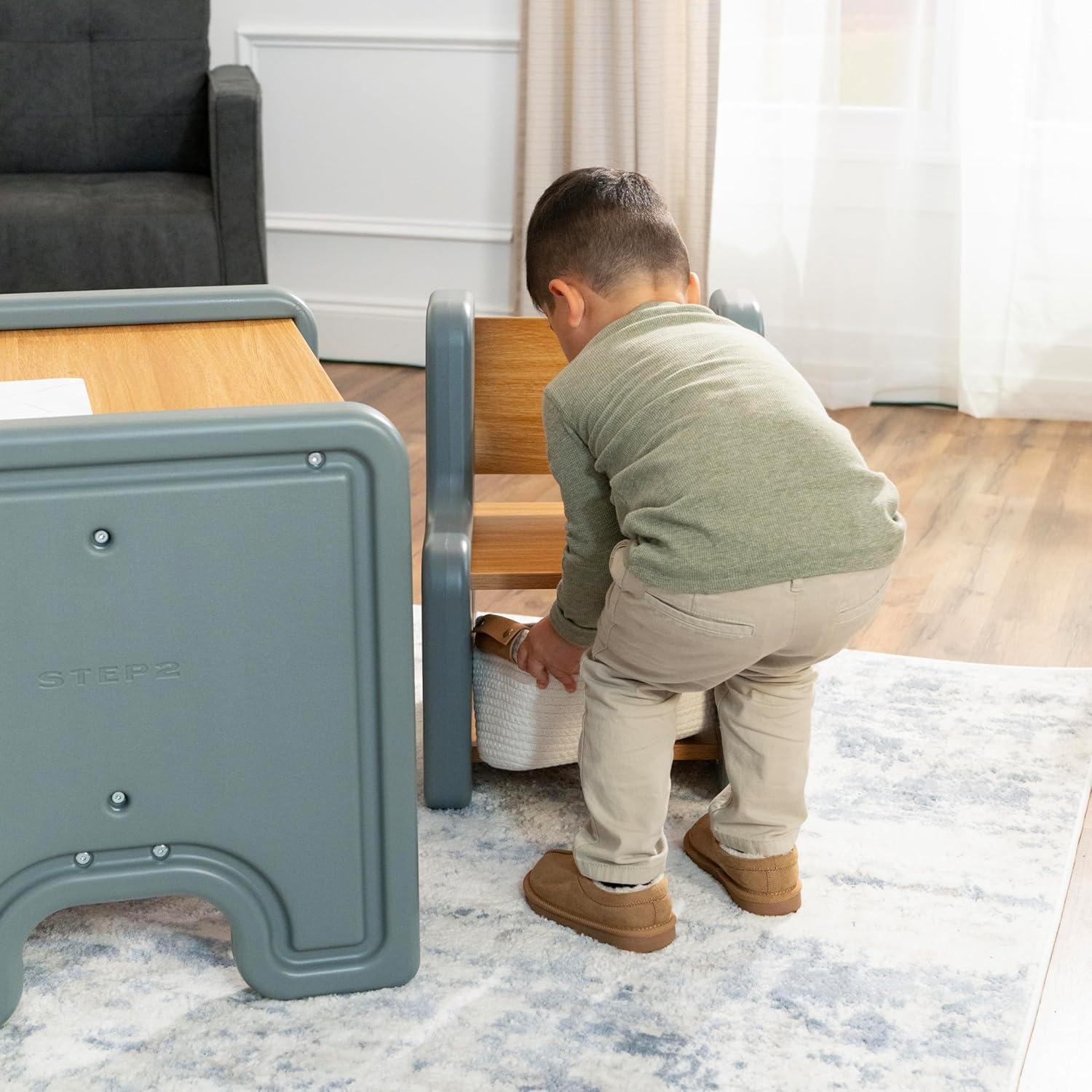 image:imageStep2 Harmony Kids Table amp Chair Set Playroom Activity Table for Arts amp Crafts Made of Durable Plastic for Toddlers 2 Years Old Architectural WhiteSage Gray