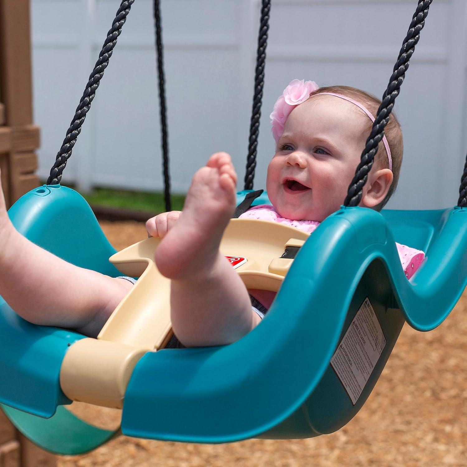 image:imageStep2 Infant to Toddler Swing Baby Outdoor Swing Backyard Bucket Style Swing Seat Secure Harness Outside WeatherResistant Rope Attach to Playset For Toddlers 9 Months 3 Years Old