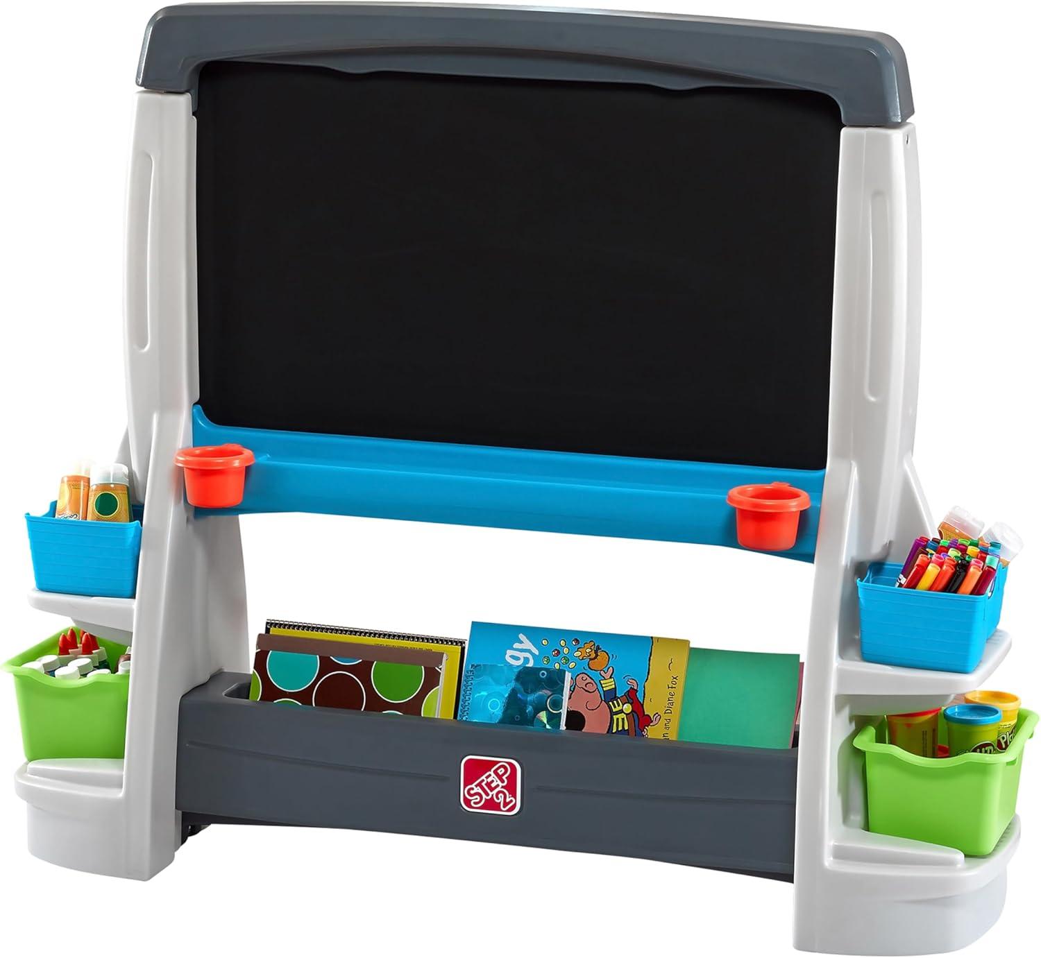 image:imageStep2 Jumbo Art Easel Kids Art Activity Table DoubleSided Dry Erase and Chalkboard Storage Bins and Trays For Toddlers and Preschoolers Ages 3 Years Old