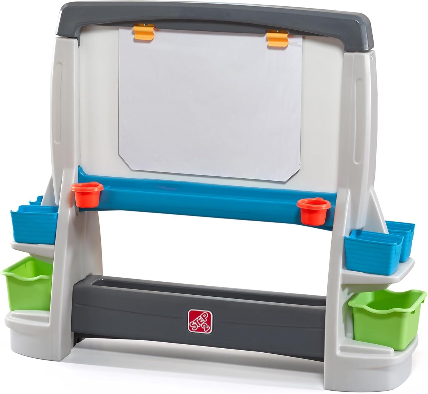 image:imageStep2 Jumbo Art Easel Kids Art Activity Table DoubleSided Dry Erase and Chalkboard Storage Bins and Trays For Toddlers and Preschoolers Ages 3 Years Old