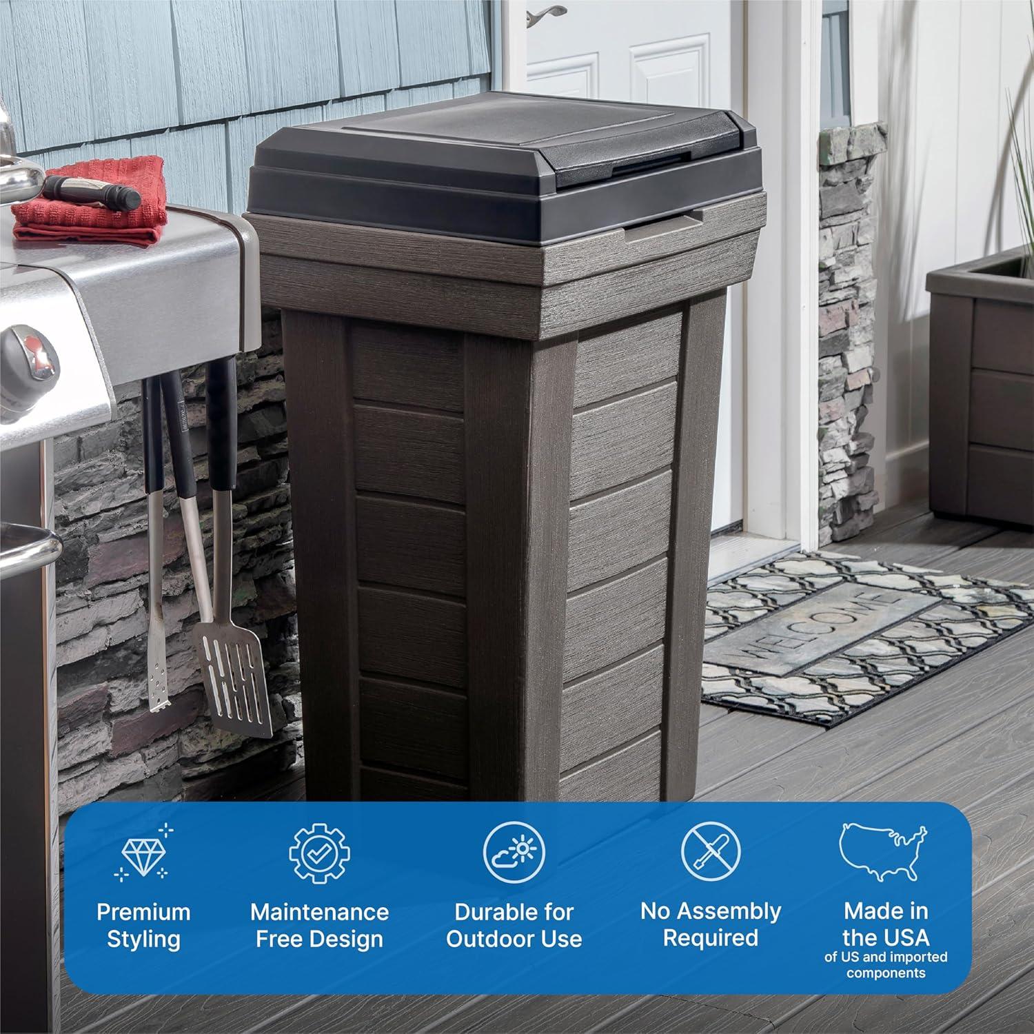 image:imageStep2 Lakewood Garbage Container Dark Cedar IndoorOutdoor Refuse Container Large Capacity Garbage Receptacle Decorative Trash Can with Lid Ideal for Patio Kitchen Pool Storage and More