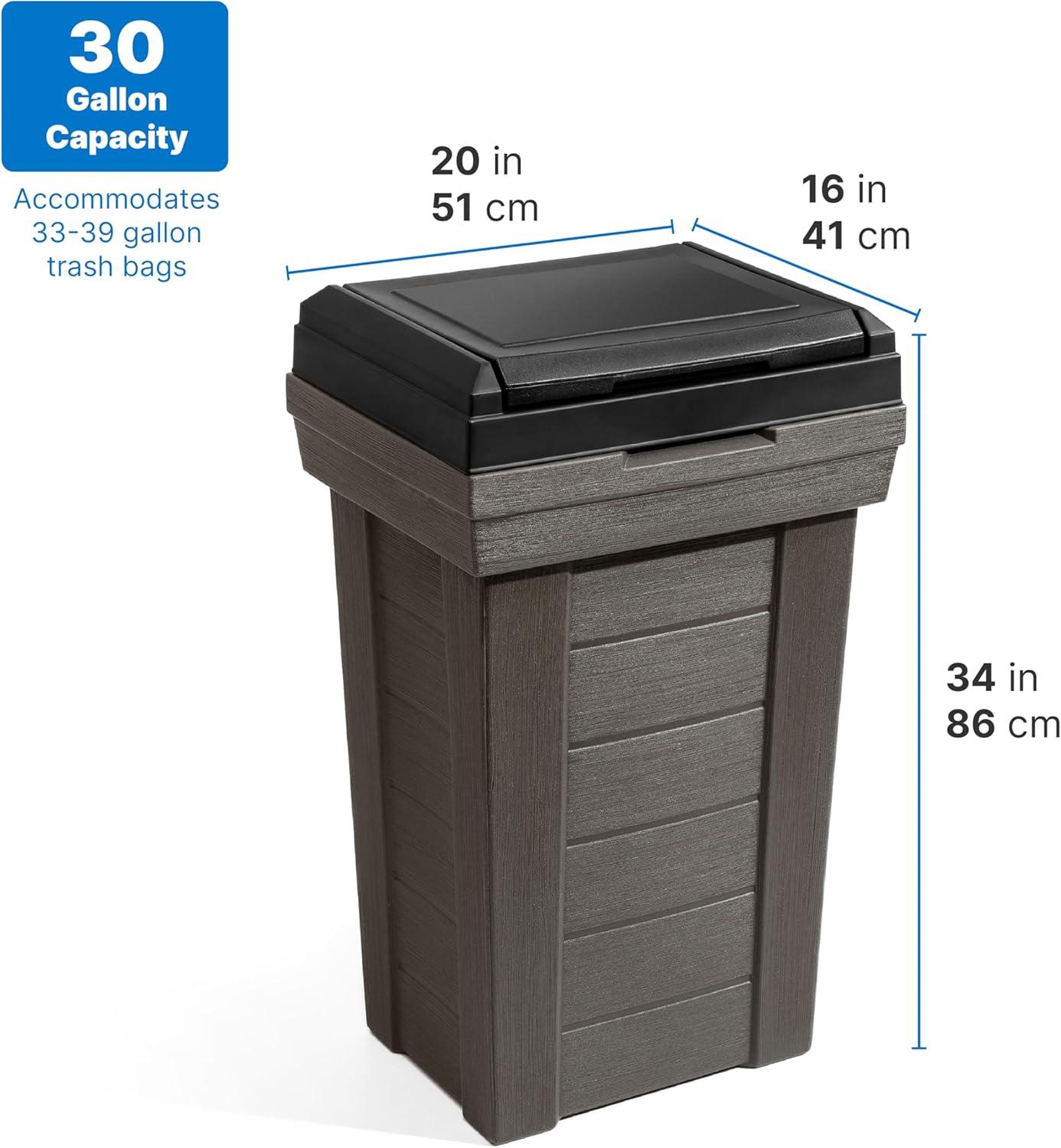 image:imageStep2 Lakewood Garbage Container Dark Cedar IndoorOutdoor Refuse Container Large Capacity Garbage Receptacle Decorative Trash Can with Lid Ideal for Patio Kitchen Pool Storage and More