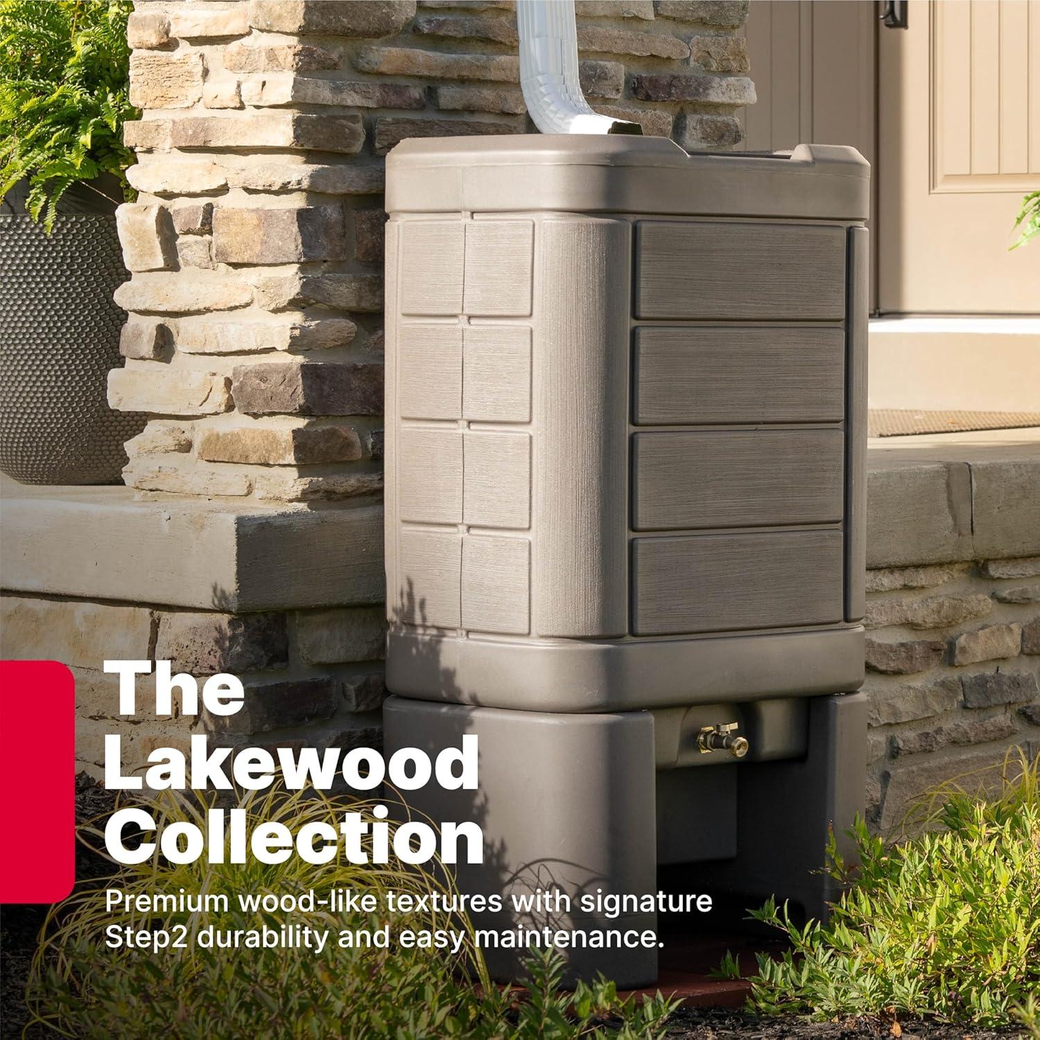 image:imageStep2 Lakewood Rain Barrel with Stand Outdoor Water Conservation Container Holds 60 Gallons Brown