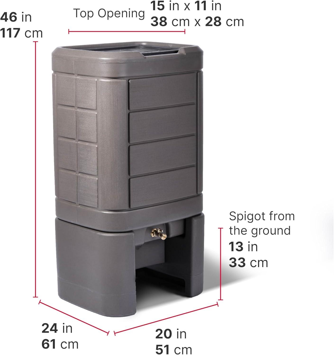 image:imageStep2 Lakewood Rain Barrel with Stand Outdoor Water Conservation Container Holds 60 Gallons Brown