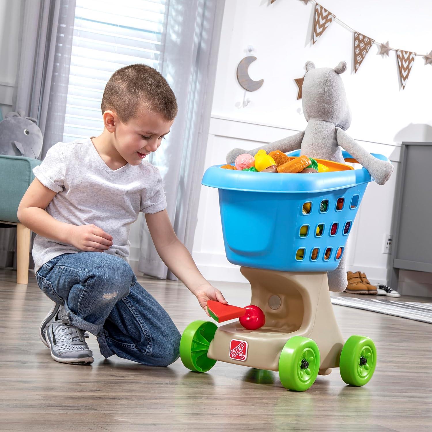 image:imageStep2 Little Helpers Shopping Cart for Kids Play Grocery Cart Made of Durable Plastic for Toddlers 2 Years Old PinkBlue