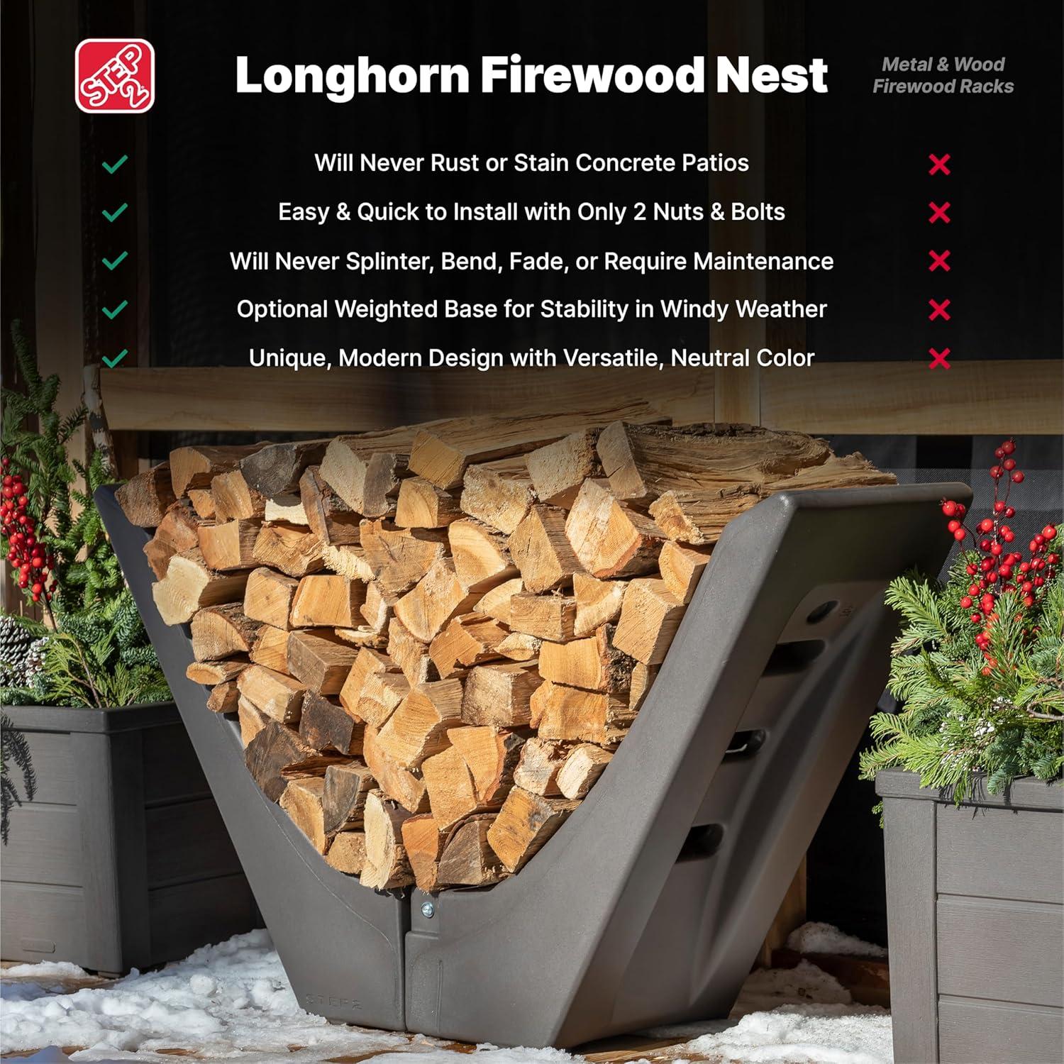 image:imageStep2 Longhorn Firewood Rack Firewood Nest Log Holder for Outdoor or Indoor Use Ideal and Elegant Wood Storage Solution for Fire Pits Fireplaces Wood Burning Stoves and More Easy Assembly