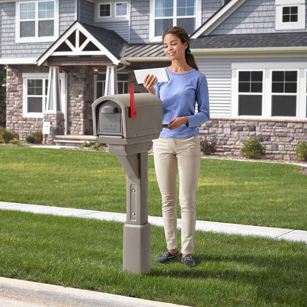 image:imageStep2 MailMaster Express Mailbox amp Post Weather Resistant Large Outdoor Mailboxes Made of Durable Plastic Easy to Install Flag Included Mocha