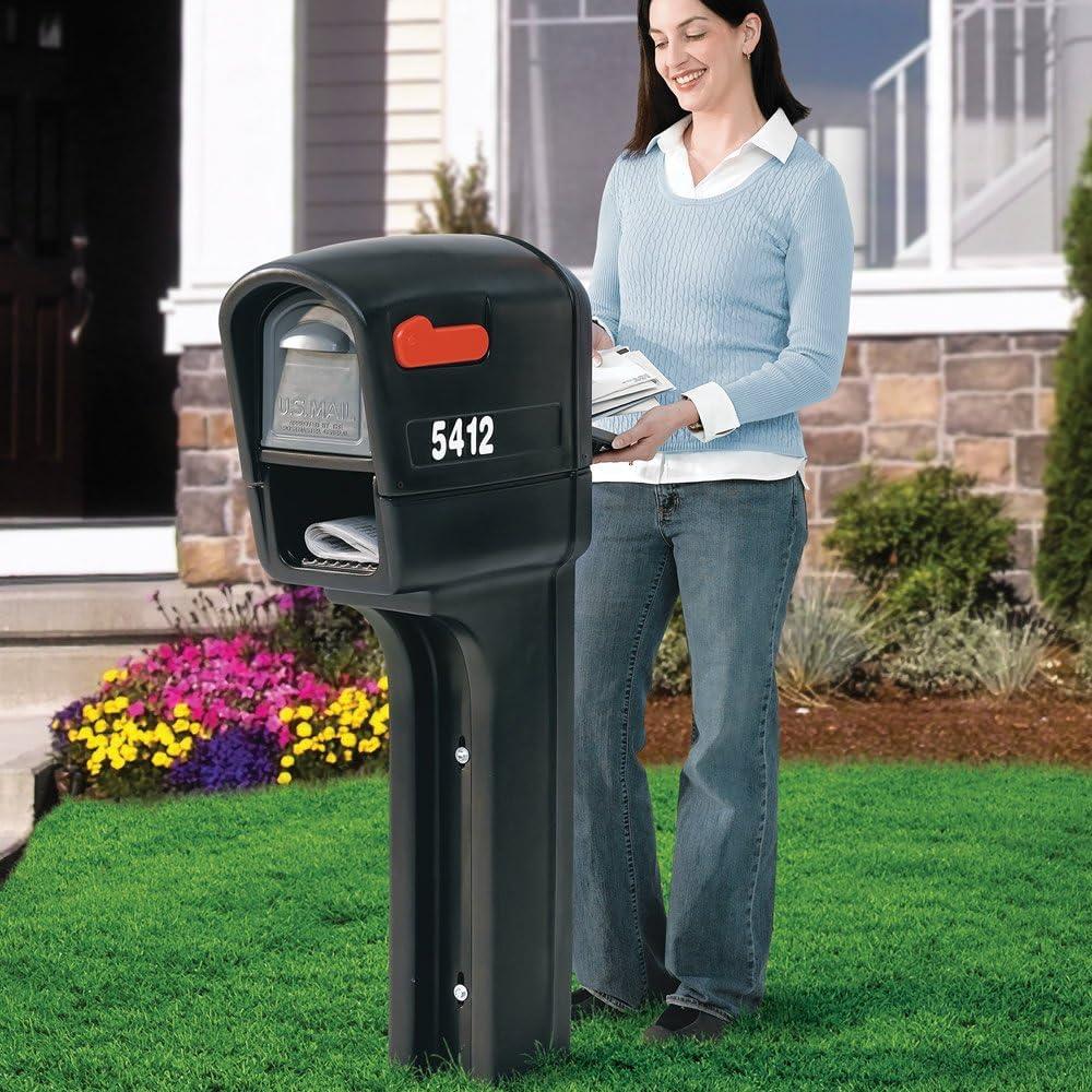 image:imageStep2 MailMaster Plus Mailbox Easy to Install Newspaper Holder HeavyDuty Plastic Weather Resistant Stone GrayBlack