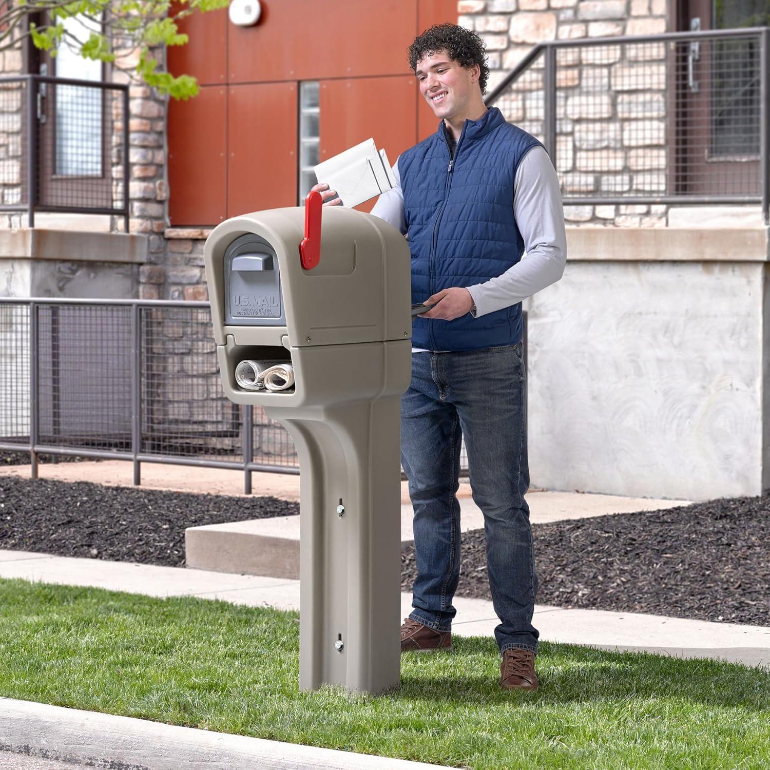 image:imageStep2 MailMaster Plus Mailbox Easy to Install Newspaper Holder HeavyDuty Plastic Weather Resistant Stone GrayStone Gray