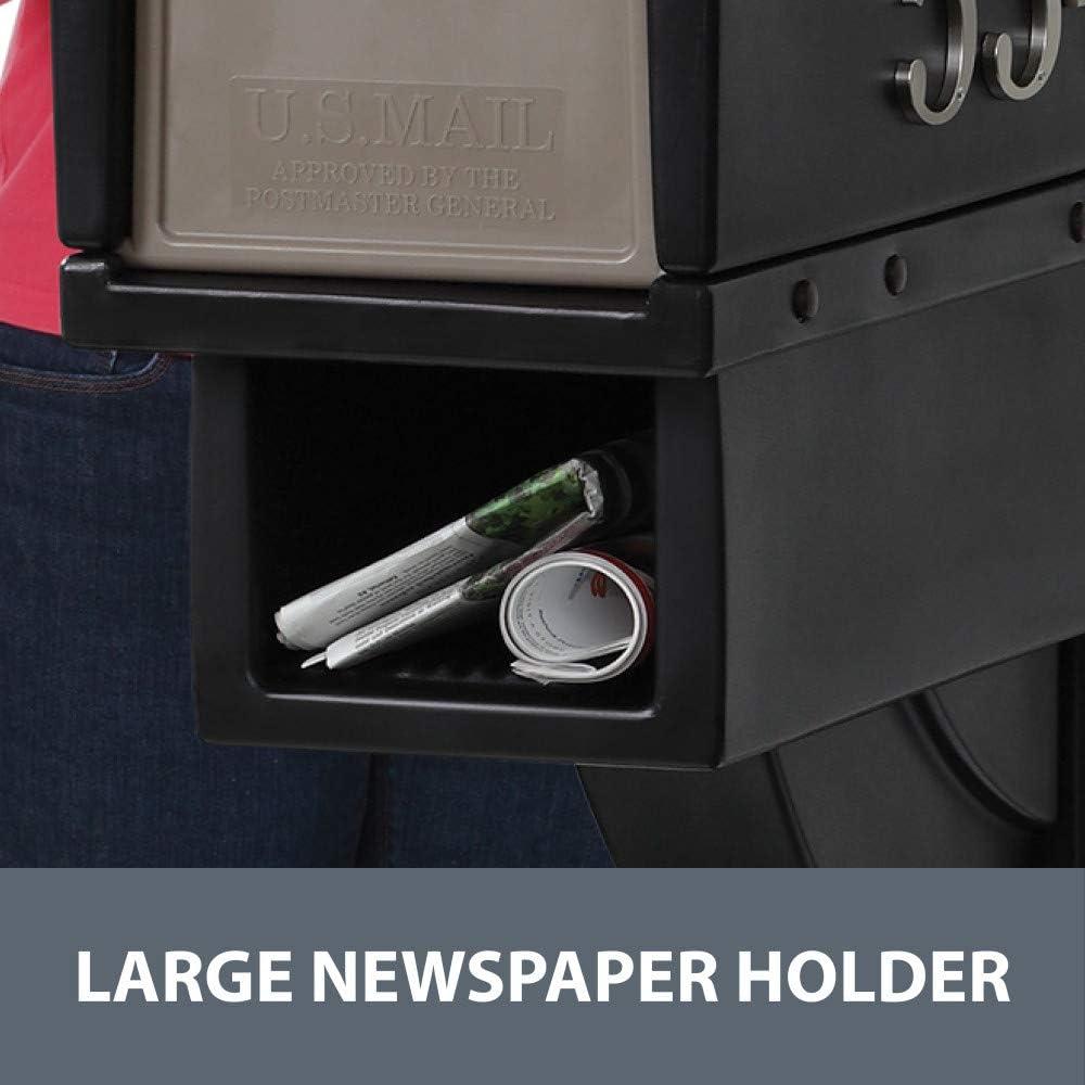 image:imageStep2 Mailmaster Hudson Mailbox Magnetic Door Large Newspaper Holder HeavyDuty Weather Resistant Post Mounting Hardware Kit Included BlackBlack