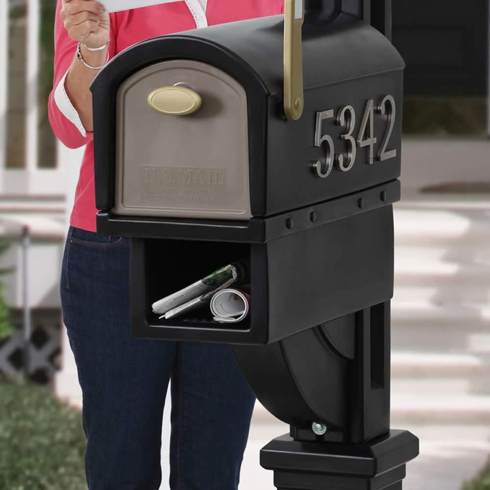 image:imageStep2 Mailmaster Hudson Mailbox Magnetic Door Large Newspaper Holder HeavyDuty Weather Resistant Post Mounting Hardware Kit Included BlackBlack