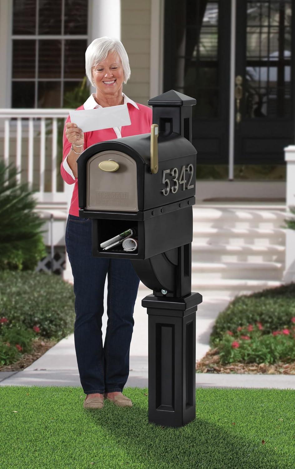 image:imageStep2 Mailmaster Hudson Mailbox Magnetic Door Large Newspaper Holder HeavyDuty Weather Resistant Post Mounting Hardware Kit Included BlackBlack