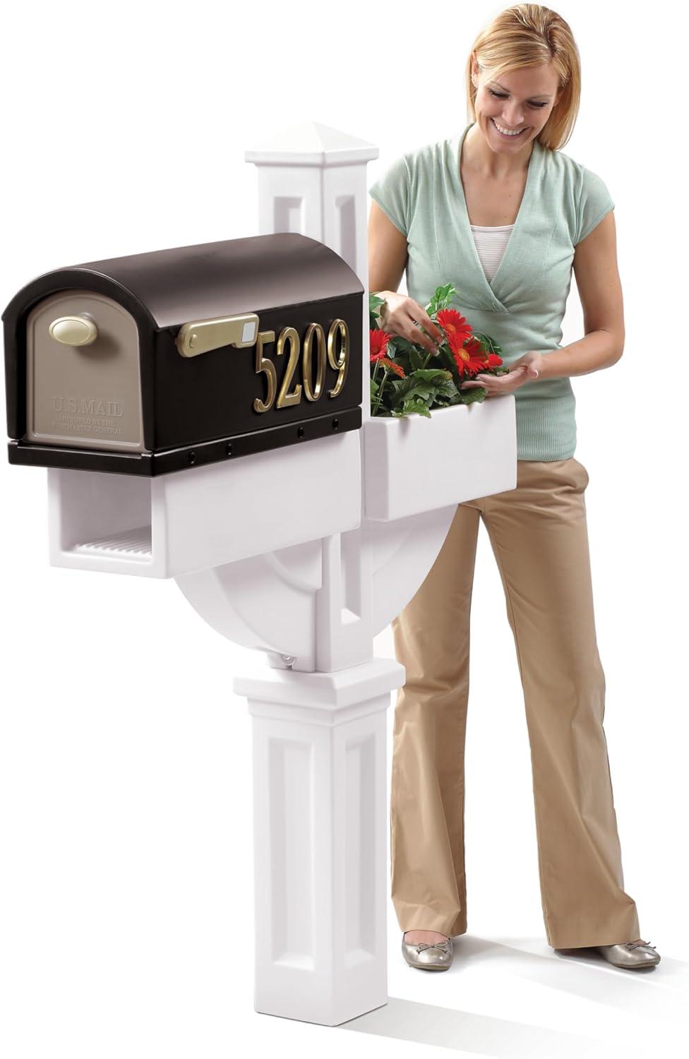 image:imageStep2 Mailmaster Hudson Mailbox Magnetic Door Large Newspaper Holder HeavyDuty Weather Resistant Post Mounting Hardware Kit Included BlackWhite Black