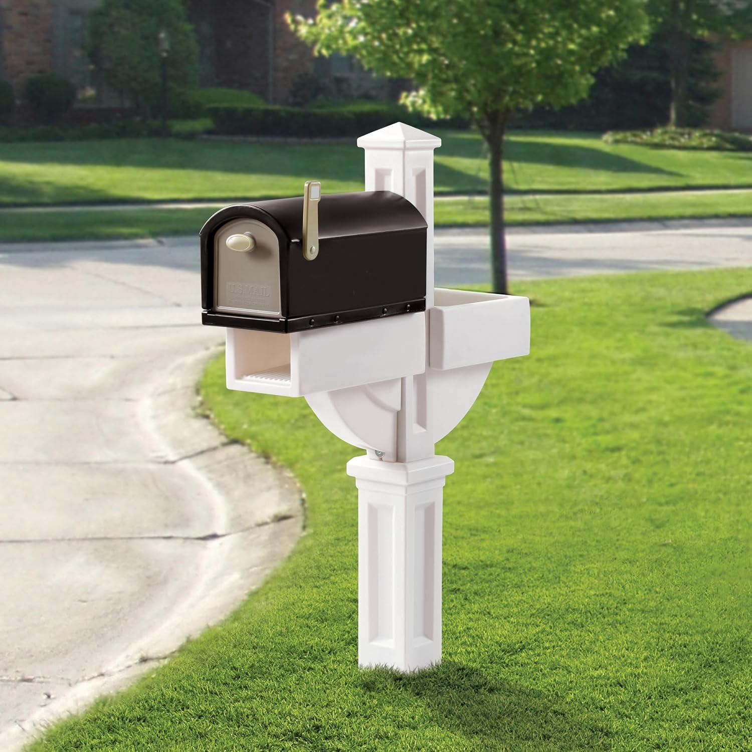 image:imageStep2 Mailmaster Hudson Mailbox Magnetic Door Large Newspaper Holder HeavyDuty Weather Resistant Post Mounting Hardware Kit Included BlackWhite Black