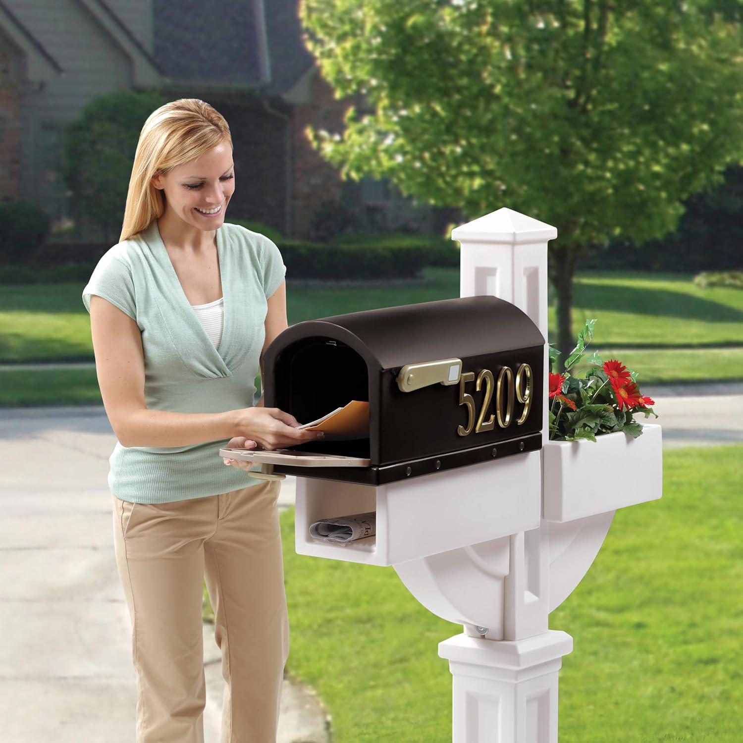 image:imageStep2 Mailmaster Hudson Mailbox Magnetic Door Large Newspaper Holder HeavyDuty Weather Resistant Post Mounting Hardware Kit Included BlackWhite Black