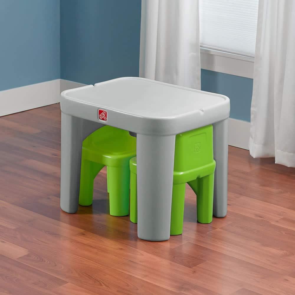 image:imageStep2 Mighty My Size Kids Table amp Chair Set Playroom Activity Table for Arts amp Crafts Made of Durable Plastic For Toddlers 2 Years Old Gray amp GreenGray Green