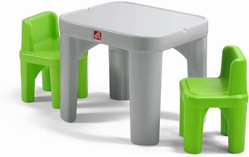 image:imageStep2 Mighty My Size Kids Table amp Chair Set Playroom Activity Table for Arts amp Crafts Made of Durable Plastic For Toddlers 2 Years Old Gray amp GreenGray Green