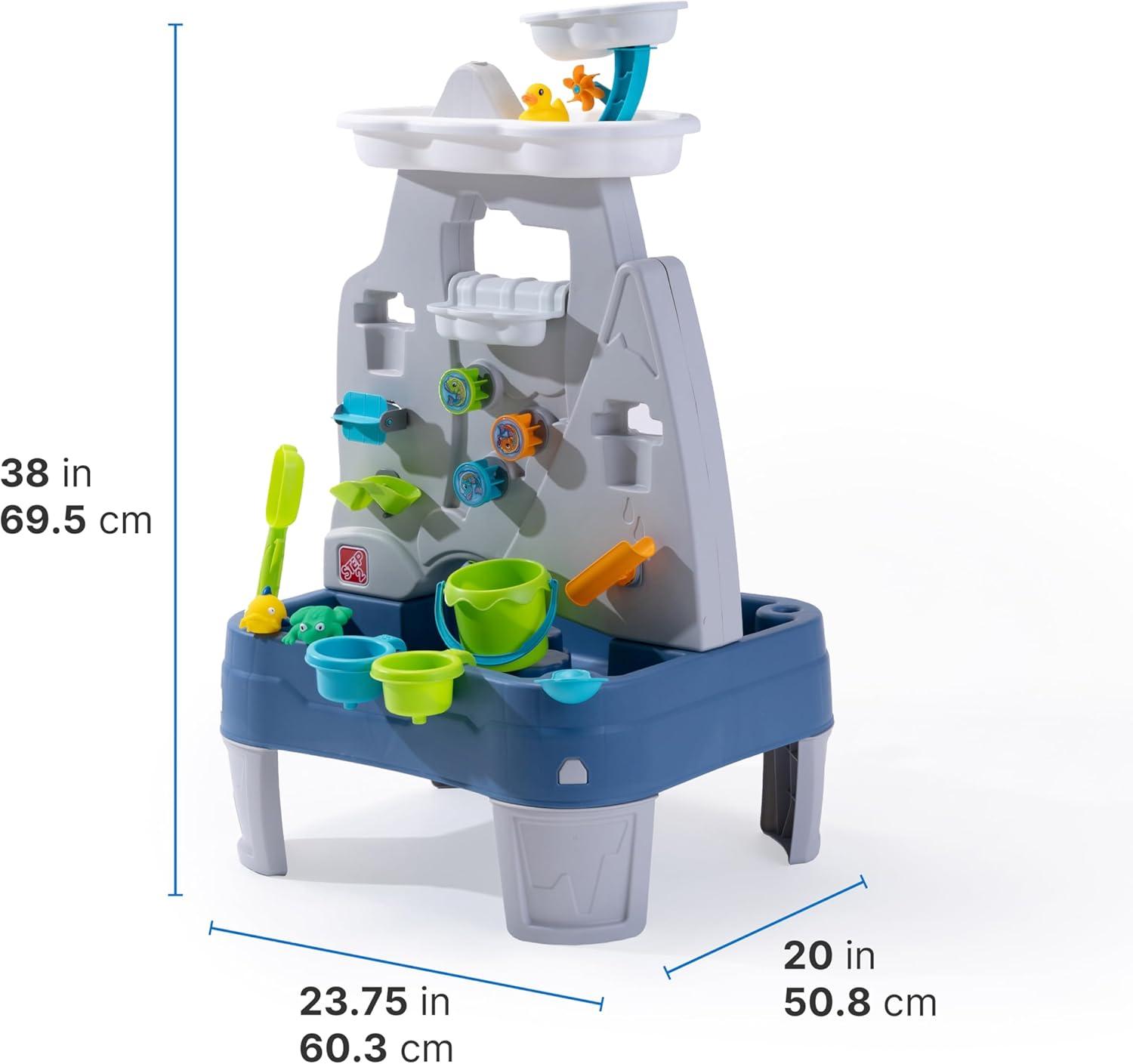 image:imageStep2 Misting Mountain amp Waterfall Water Table with 21Piece Accessory Set Plastic Ages 18 Months5 Years Gray