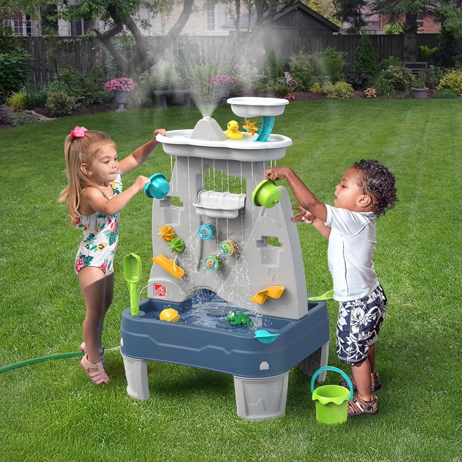 image:imageStep2 Misting Mountain amp Waterfall Water Table with 21Piece Accessory Set Plastic Ages 18 Months5 Years Gray
