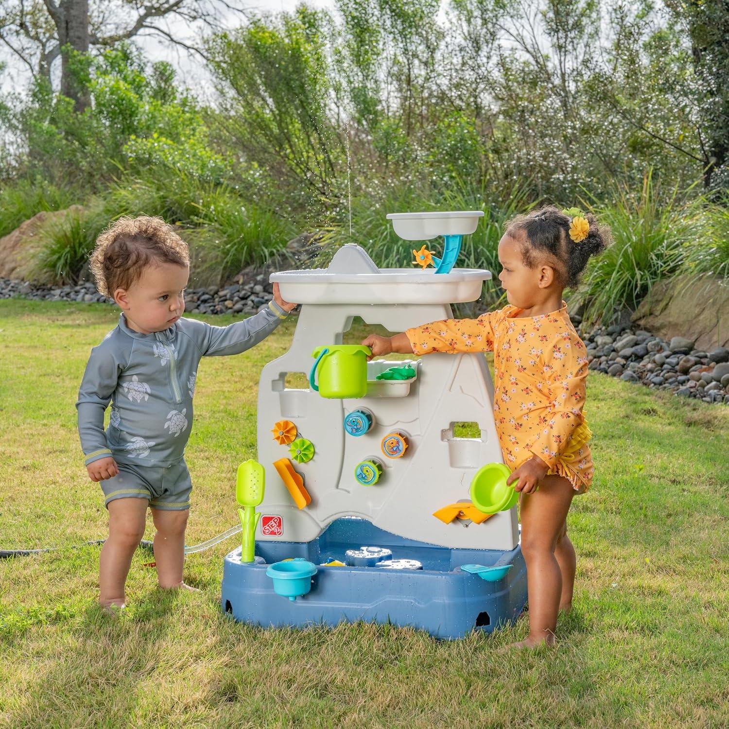 image:imageStep2 Misting Mountain amp Waterfall Water Table with 21Piece Accessory Set Plastic Ages 18 Months5 Years Gray