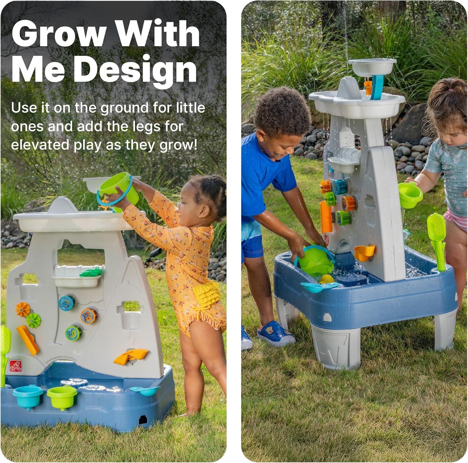 image:imageStep2 Misting Mountain amp Waterfall Water Table with 21Piece Accessory Set Plastic Ages 18 Months5 Years Gray