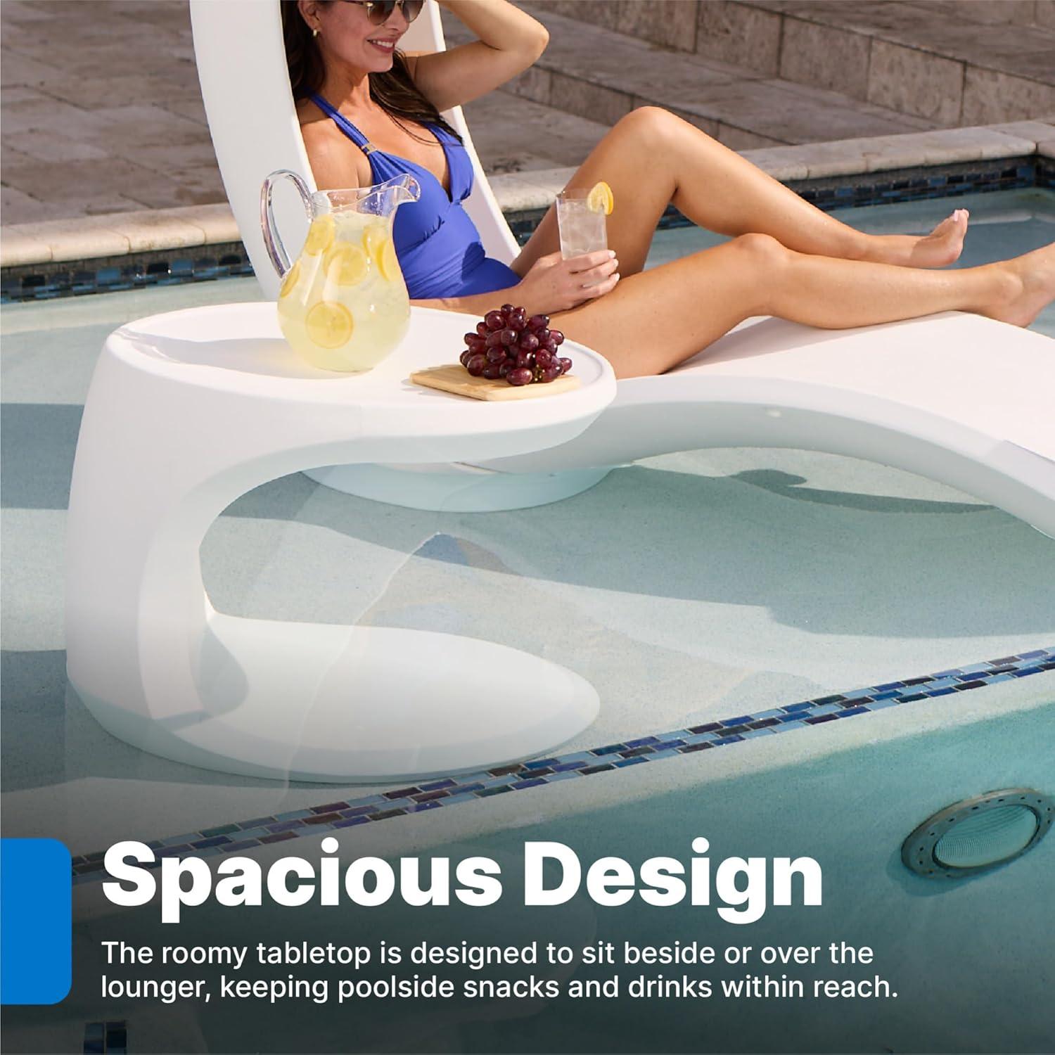 image:imageStep2 Mondello InPool Side Table OutdoorIndoor Waterproof Pool amp Patio Furniture Made of Durable Plastic White
