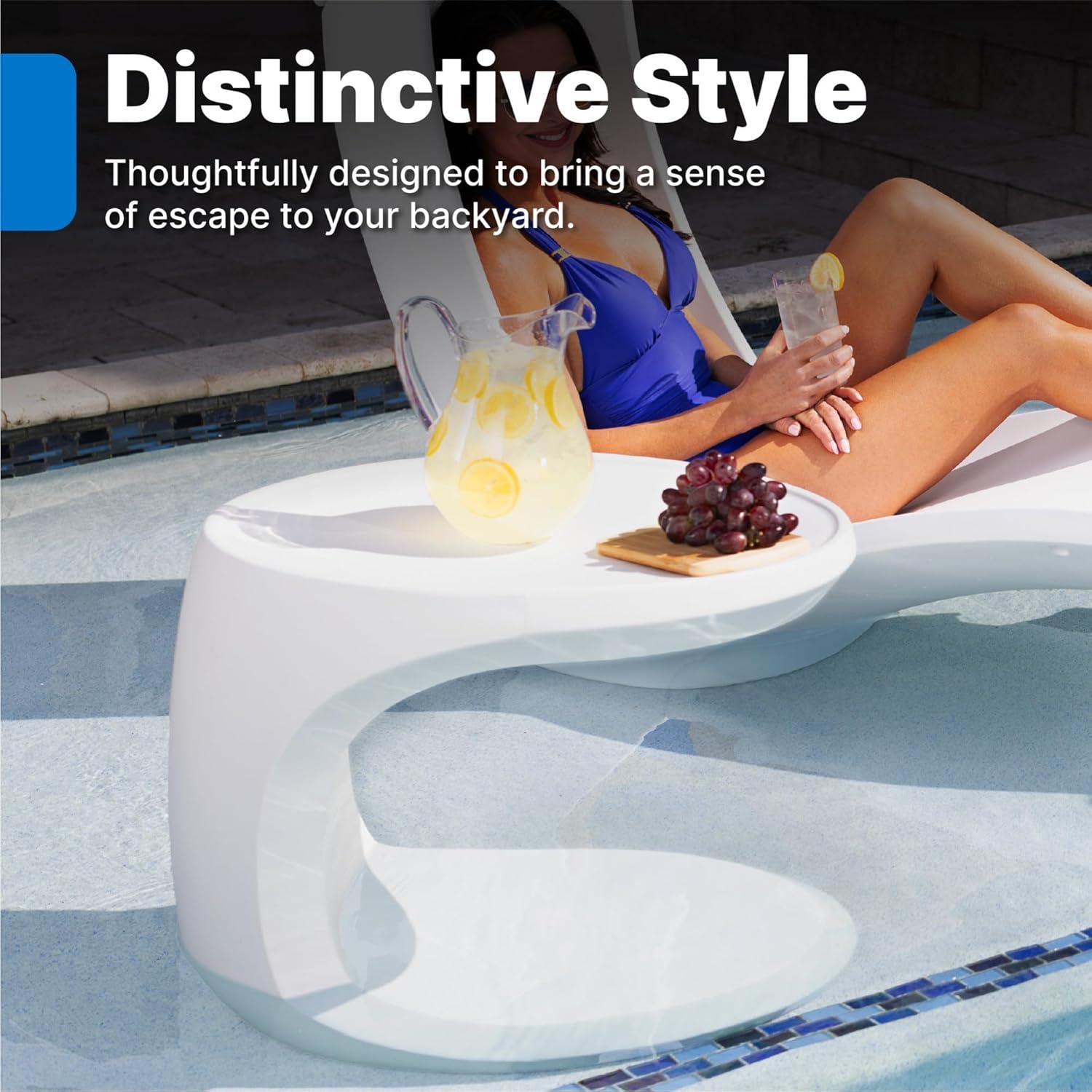 image:imageStep2 Mondello InPool Side Table OutdoorIndoor Waterproof Pool amp Patio Furniture Made of Durable Plastic White