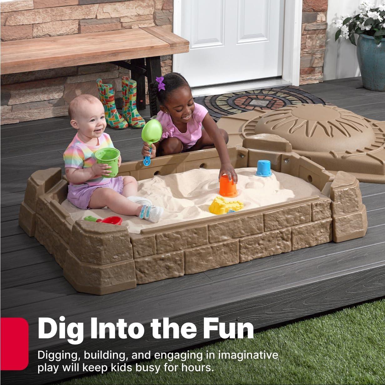 image:imageStep2 Naturally Playful Sandbox II Kids Sand Activity Sensory Play Pit Summer Outdoor Toys 7 Piece Water Toy Accessories for Toddlers 1 Years OldNaturally Playful Sandbox II