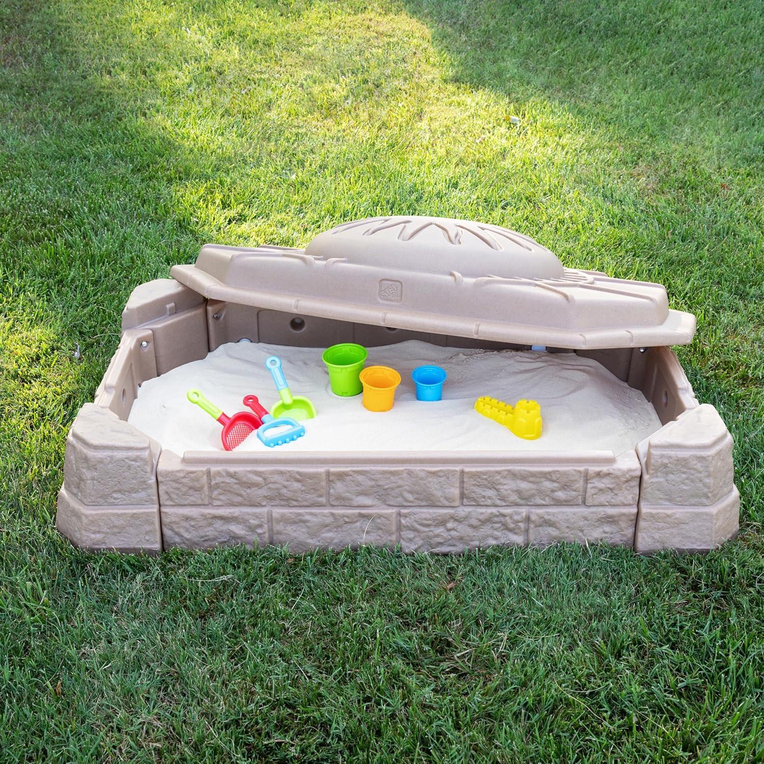 image:imageStep2 Naturally Playful Sandbox II Kids Sand Activity Sensory Play Pit Summer Outdoor Toys 7 Piece Water Toy Accessories for Toddlers 1 Years OldNaturally Playful Sandbox II