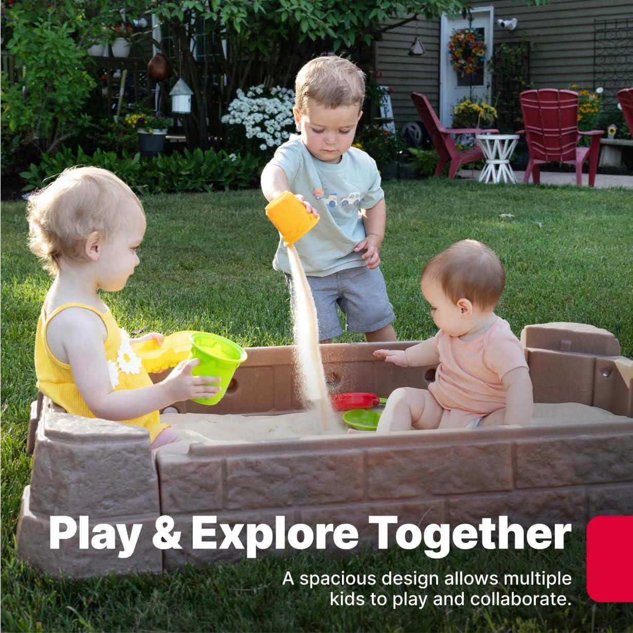 image:imageStep2 Naturally Playful Sandbox II Kids Sand Activity Sensory Play Pit Summer Outdoor Toys 7 Piece Water Toy Accessories for Toddlers 1 Years OldNaturally Playful Sandbox II