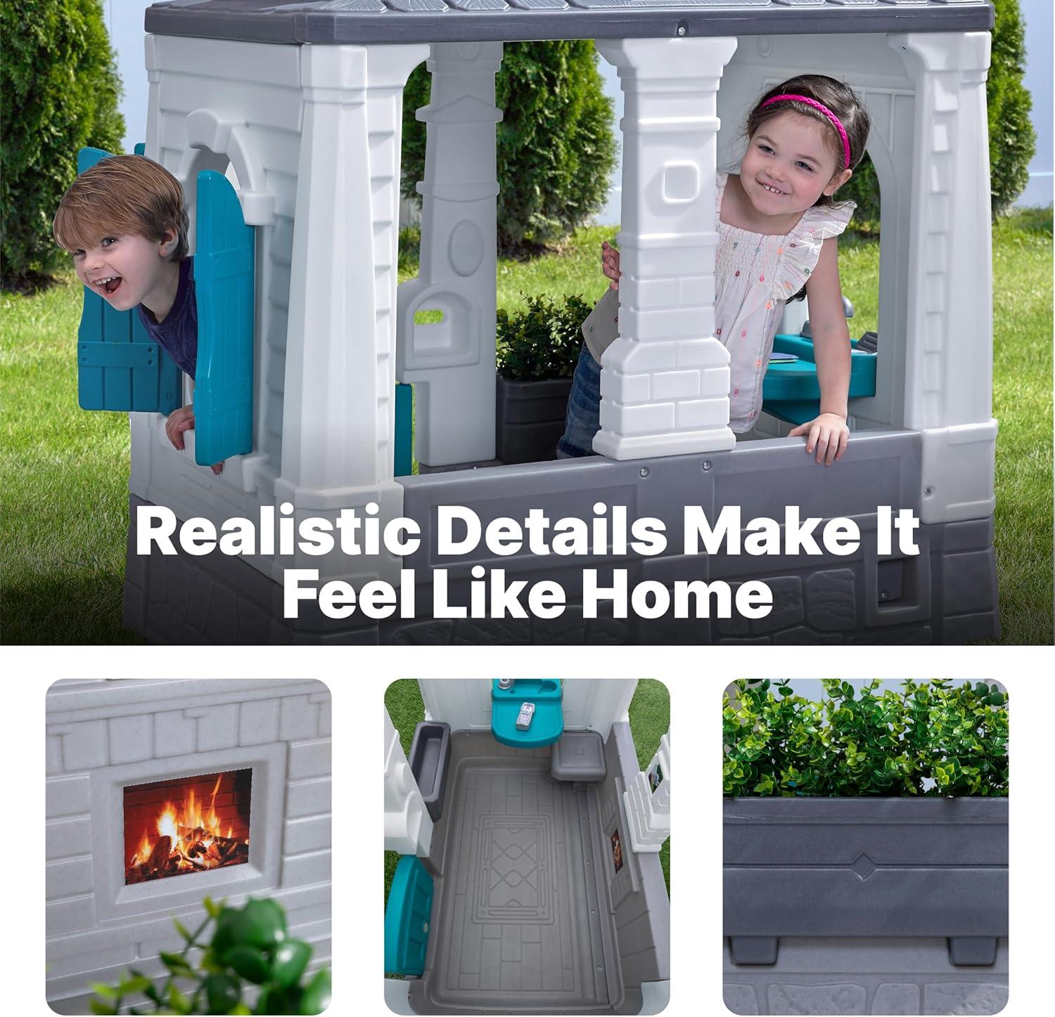 image:imageStep2 Neat amp Tidy Cottage Kids Playhouse IndoorOutdoor Playset Interactive Play with Sounds Made of Durable Plastic for Toddlers 15 Years Old GreyGrey