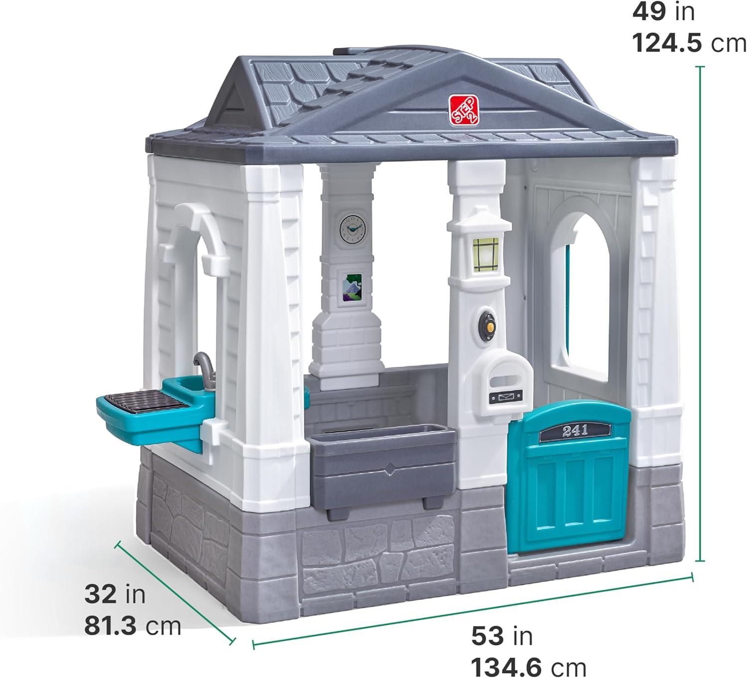 image:imageStep2 Neat amp Tidy Cottage Kids Playhouse IndoorOutdoor Playset Interactive Play with Sounds Made of Durable Plastic for Toddlers 15 Years Old GreyGrey