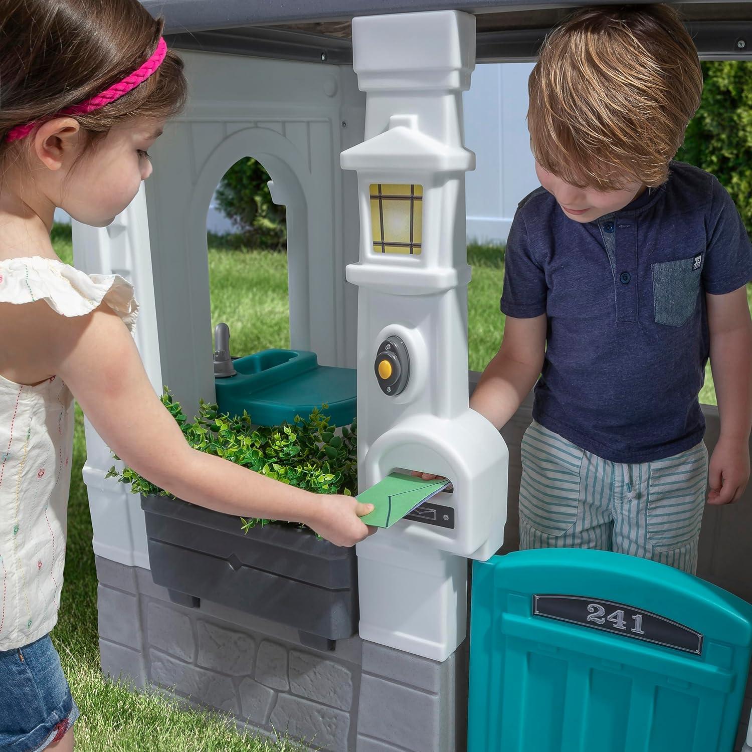 image:imageStep2 Neat amp Tidy Cottage Kids Playhouse IndoorOutdoor Playset Interactive Play with Sounds Made of Durable Plastic for Toddlers 15 Years Old GreyGrey