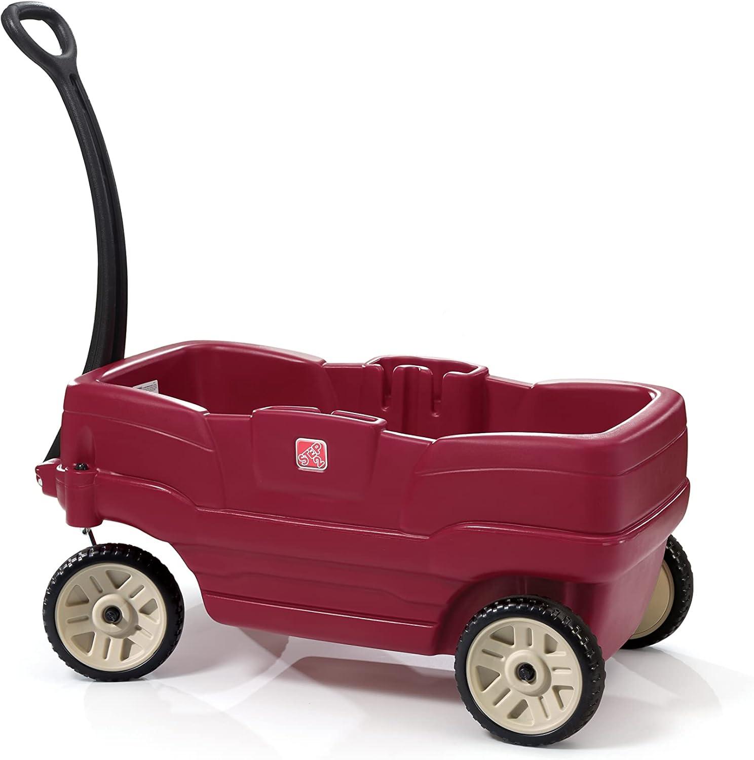 image:imageStep2 Neighborhood Wagon Kids Ride On Toy Stroller Substitute Includes Seat Belts Made of Durable Plastic Max Weight 75 lbs For Toddlers 155 Years Old RedRed
