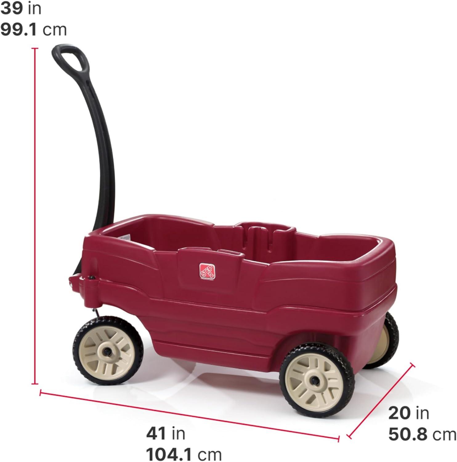 image:imageStep2 Neighborhood Wagon Kids Ride On Toy Stroller Substitute Includes Seat Belts Made of Durable Plastic Max Weight 75 lbs For Toddlers 155 Years Old RedRed