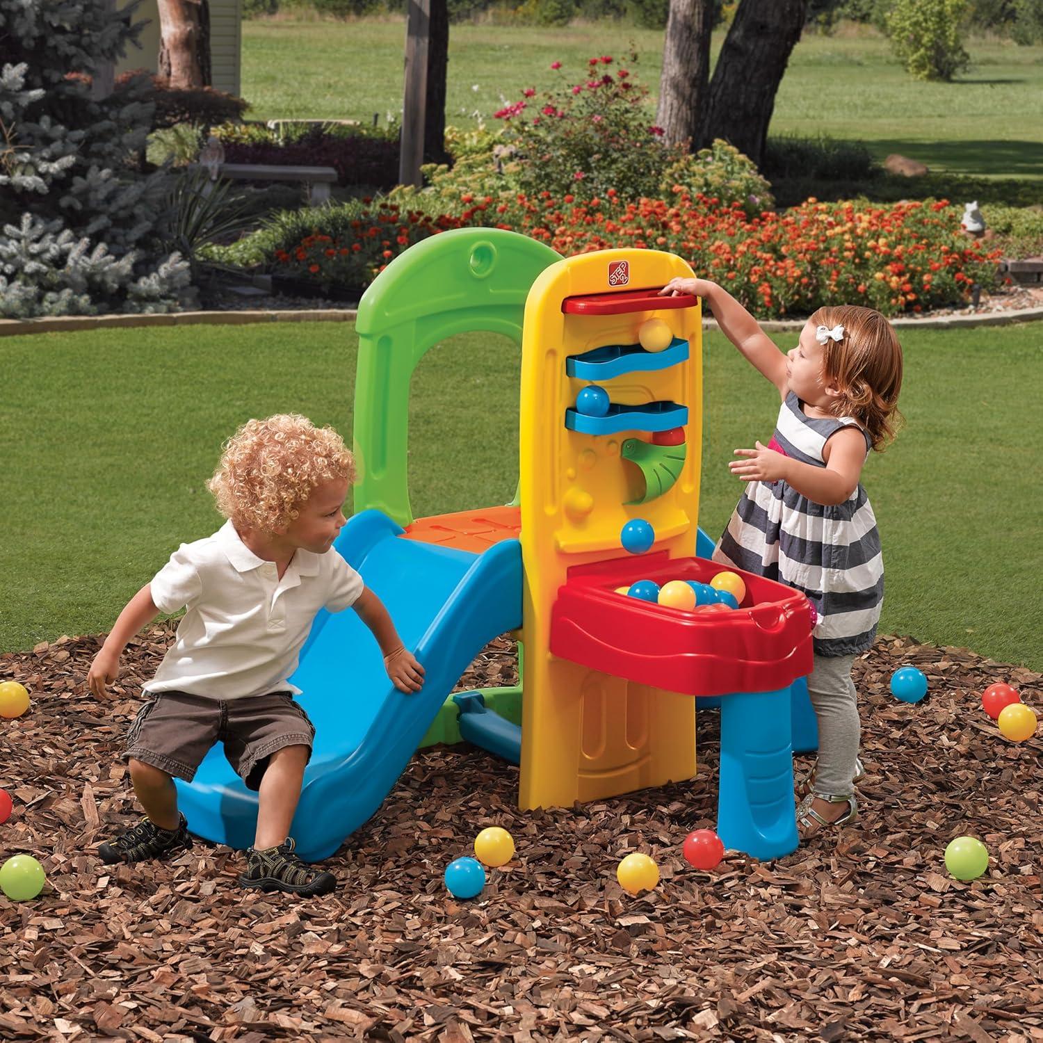 image:imageStep2 Play Ball Fun Climber Kids OutdoorIndoor Playset Backyard Playground Set Slide Ladder Ball Drop Maze Outside Jungle Gym For Toddlers 15 Years OldBall Fun Climber