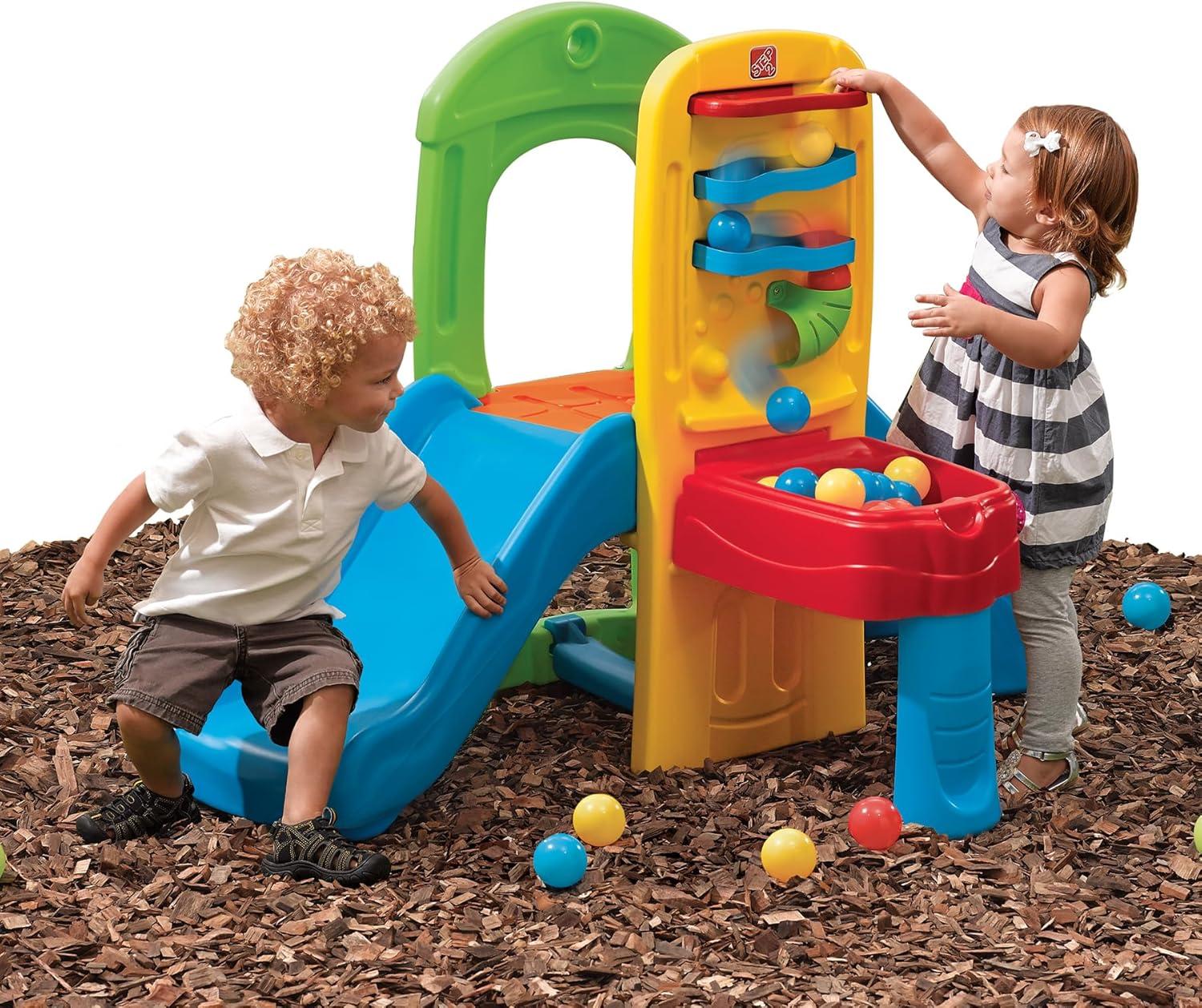 image:imageStep2 Play Ball Fun Climber Kids OutdoorIndoor Playset Backyard Playground Set Slide Ladder Ball Drop Maze Outside Jungle Gym For Toddlers 15 Years OldBall Fun Climber