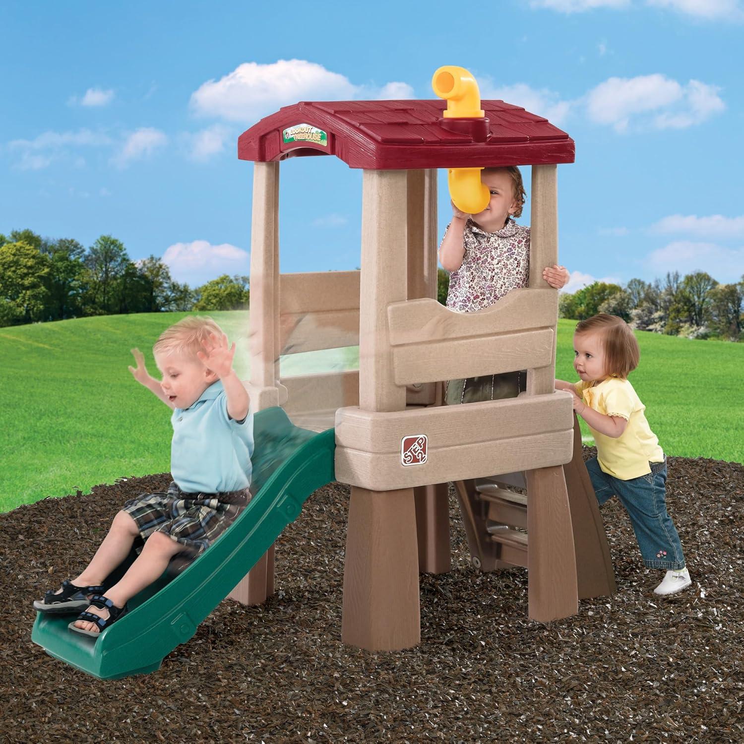 image:imageStep2 Play Naturally Playful Lookout Treehouse Kids Outdoor Playset Backyard Playground Set Slide Ladder Pivoting Periscope Outside Jungle Gym For Toddlers 15 Years Old