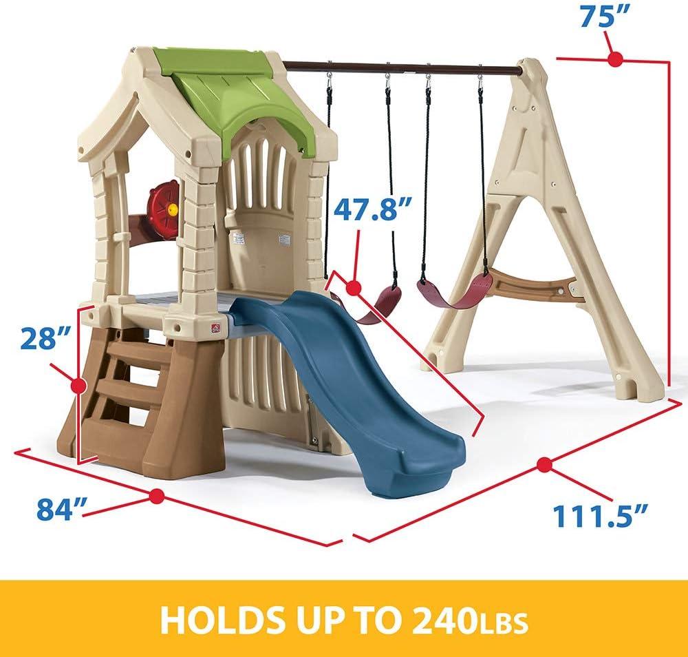 image:imageStep2 Play Up Gym Set for Kids Outdoor Swing Set Backyard Slide Swings Playhouse amp Crawl Space Two Tier Easy Set Up Toddlers Ages 36 Years OldSwing Set