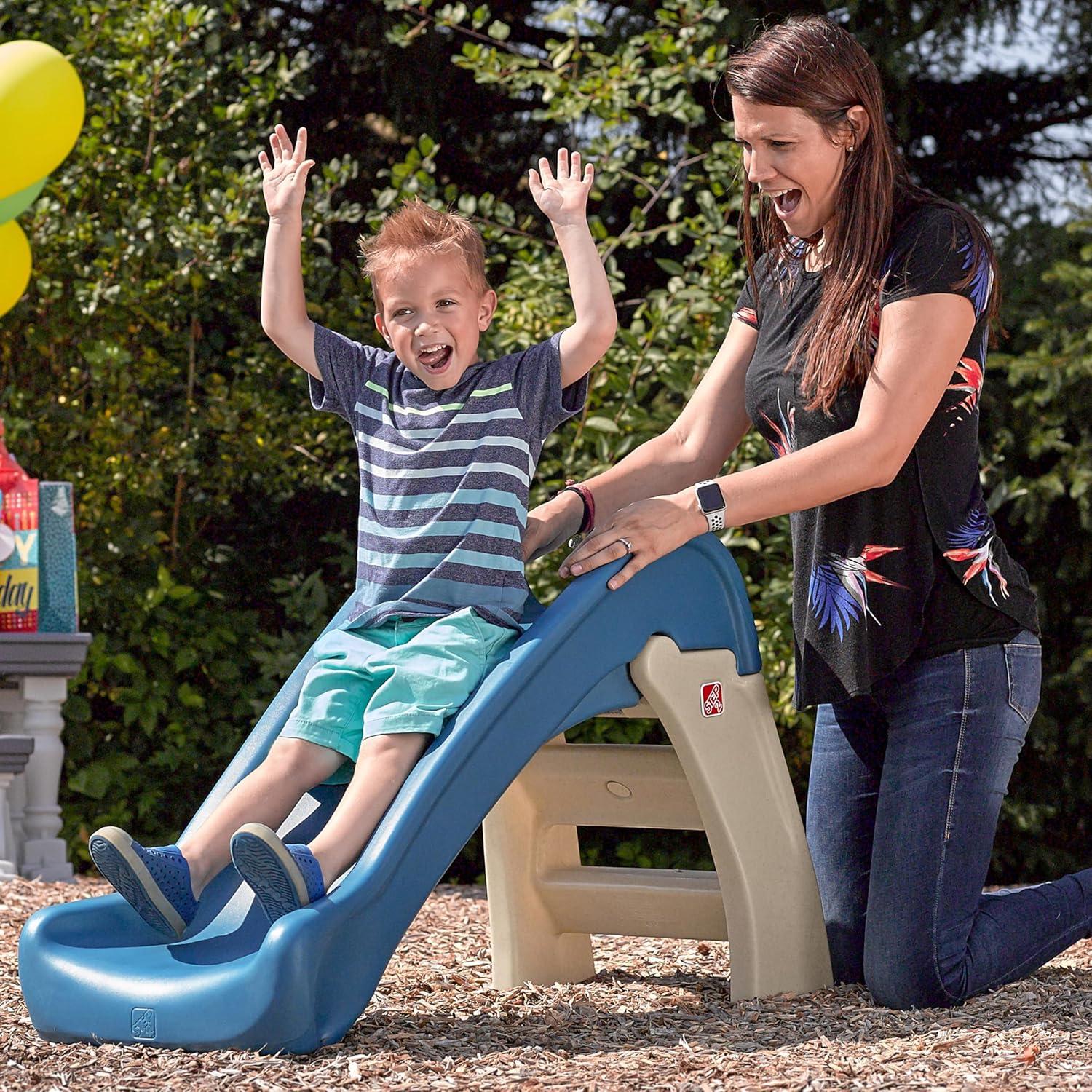 image:imageStep2 Play amp Fold Junior Slide Kids IndoorOutdoor Play Slide Backyard Playground Set Easy Grip Wide Ladder Outside Jungle Gym For Toddlers 154 Years Old