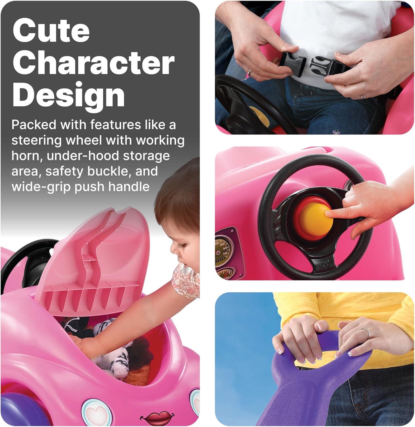 image:imageStep2 Push Around Buggy Kids Push Car Ride On Car with Seat Belt and Horn Toddlers Ages 18 Months 3 Years Old Max Weight 50 lbs Easy Storage Ideal Stroller Substitute RedPink