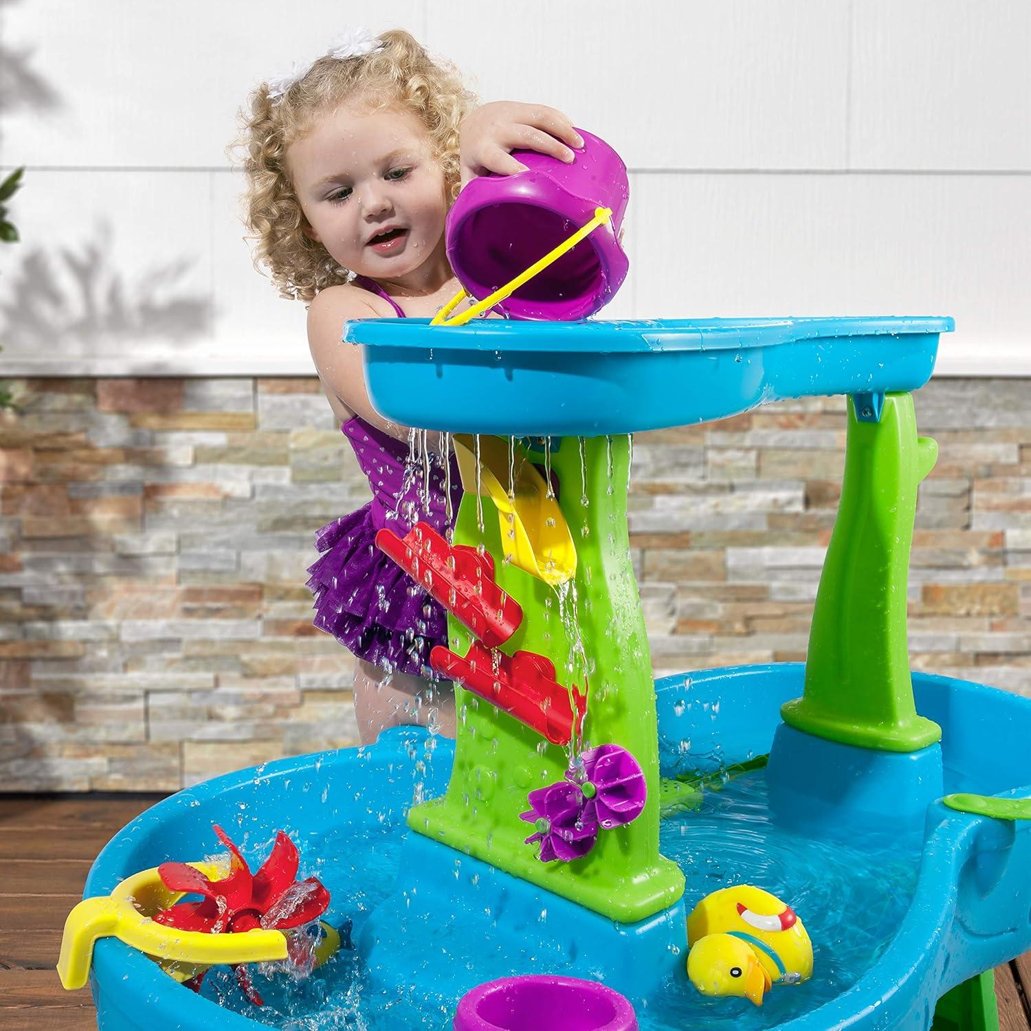 image:imageStep2 Rain Showers Splash Pond Water Table Kids Water and Sand Activity Sensory Playset Summer Outdoor Toys 13 Piece Water Toy Accessories For Toddlers 15 Years Old Blue amp Green