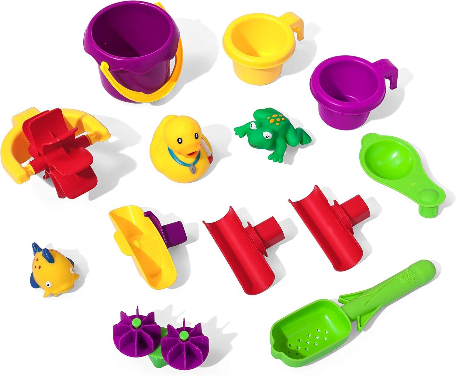 image:imageStep2 Rain Showers Splash Pond Water Table Kids Water and Sand Activity Sensory Playset Summer Outdoor Toys 13 Piece Water Toy Accessories For Toddlers 15 Years Old Blue amp Green